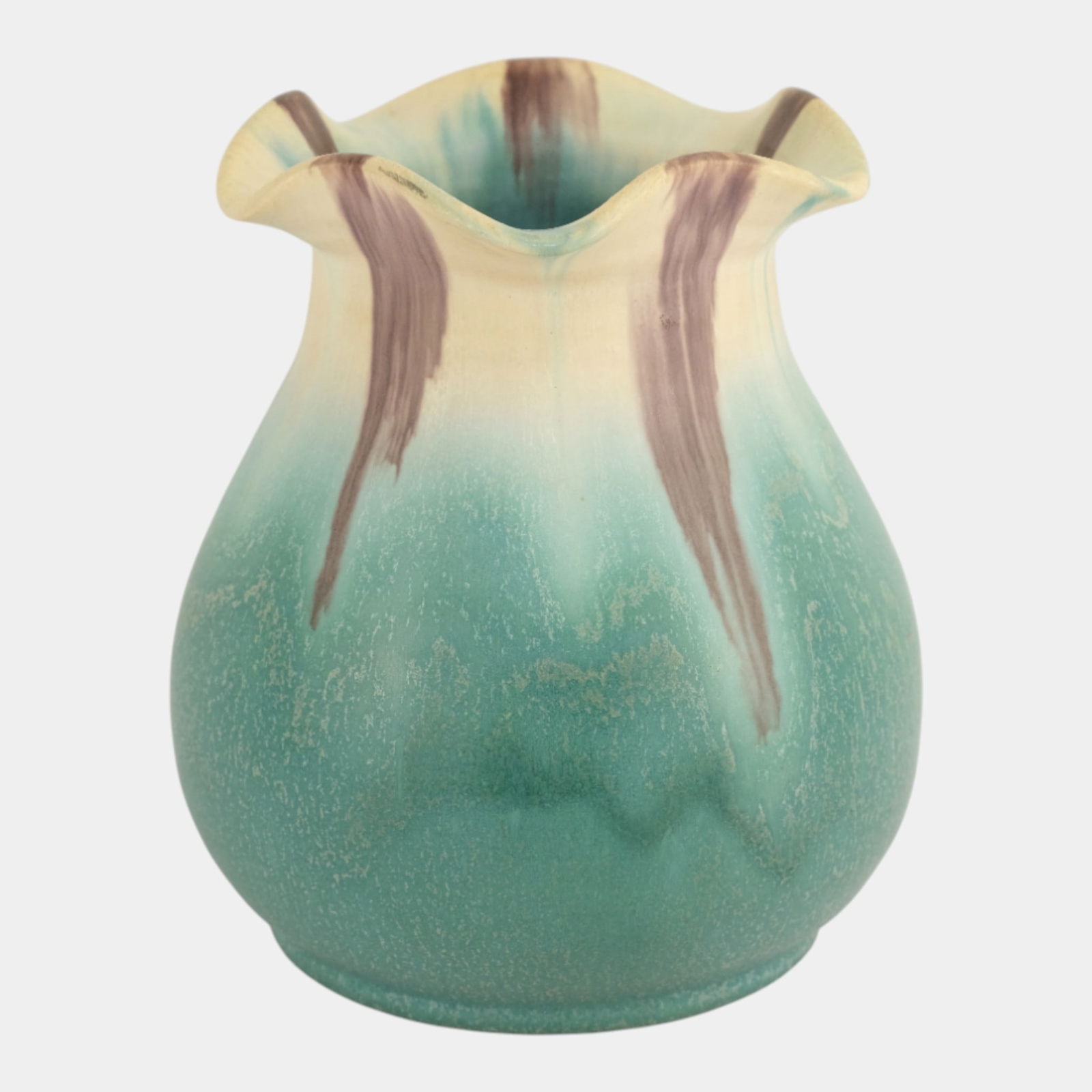 Ephraim Faience 1998 Art Pottery Large Green Yellow Glaze Morning Glory Vase (1 of 3)