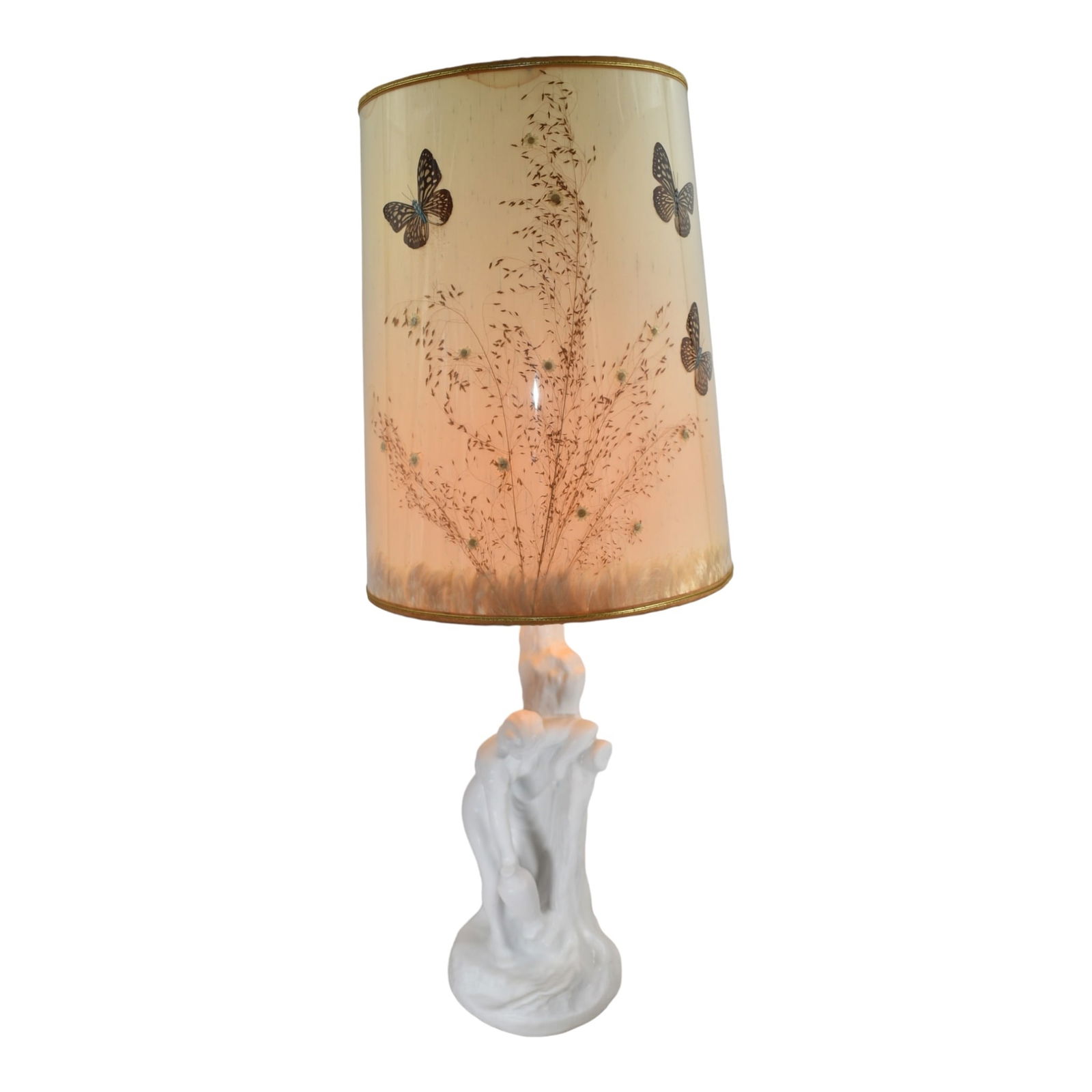Van Briggle 1960s Pottery Rebecca At The Well White Lamp Original Shade: We offer affordable in-house shipping on all items. Van Briggle 1960s Pottery Rebecca At The Well White Lamp Original Shade Tall and seldom seen form with original lamp shade. Nice design with good c