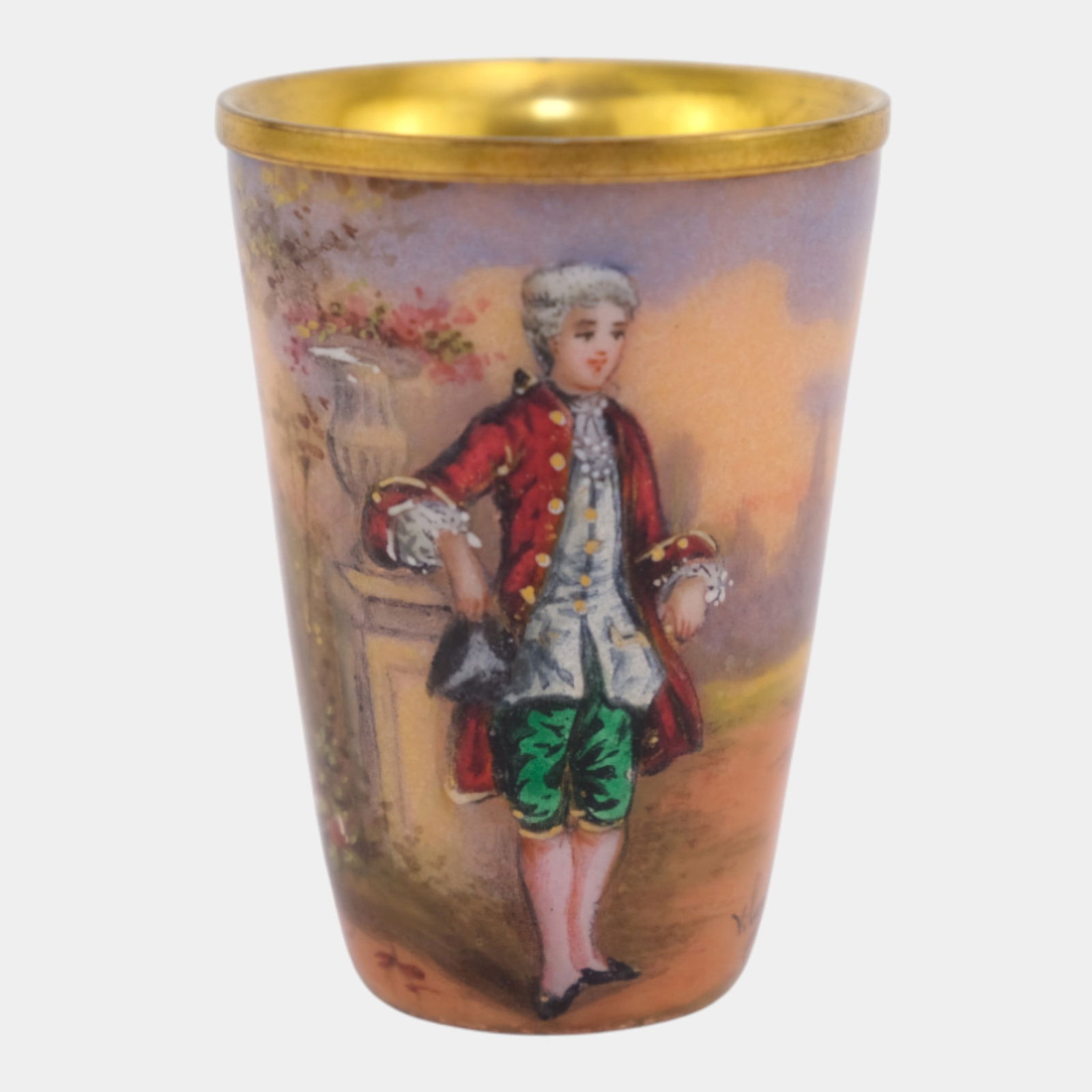 French Limoges 1900s Enamel On Copper Scenic Figural Portrait Vase Signed Vilert: We offer affordable in-house shipping on all items. French Limoges 1900s Enamel On Copper Scenic Figural Portrait Vase Signed Vilert Softly luminous Limoges enamel on copper vase decorated with an el