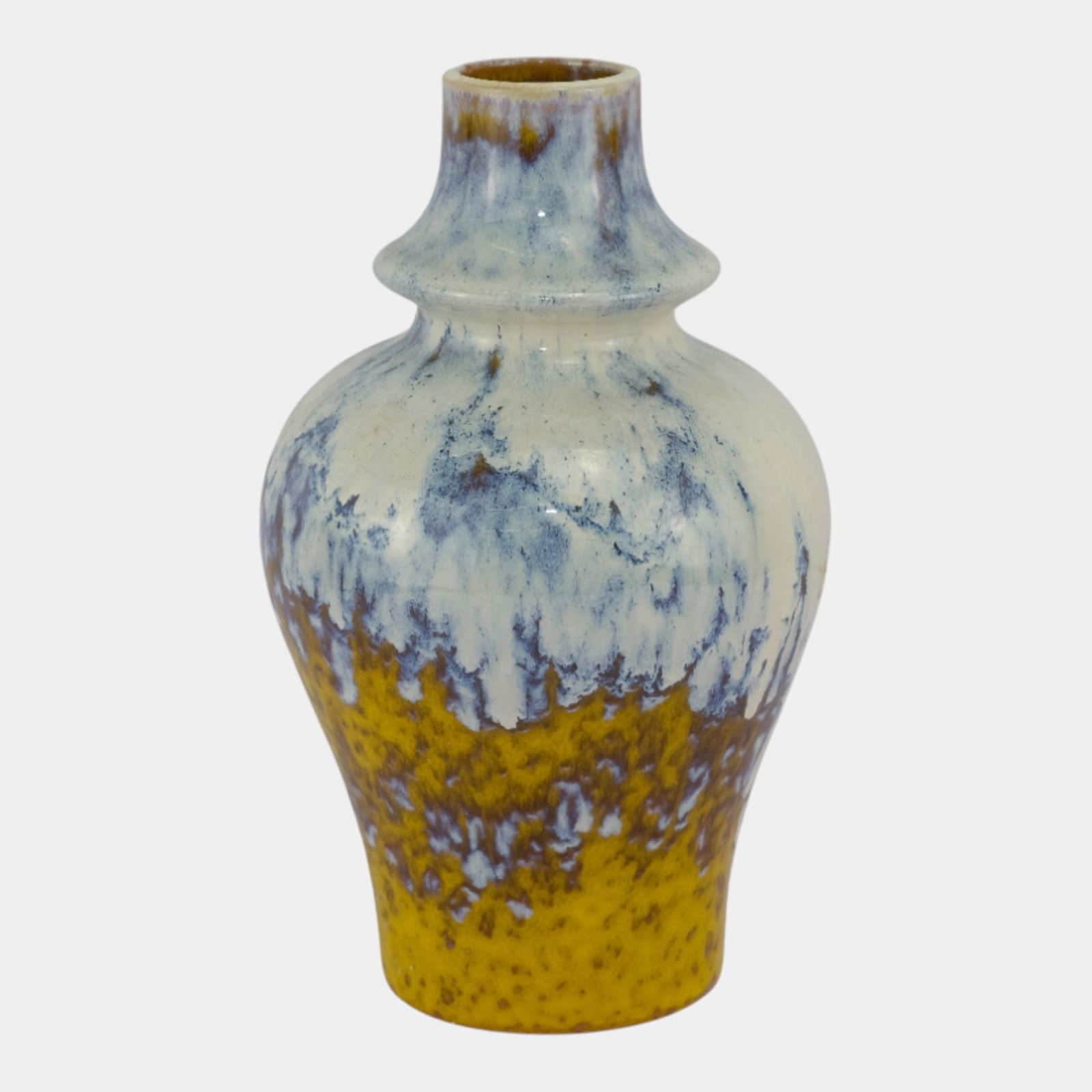 Alvino Bagni For Raymor Pottery Italian Yellow White Mid Century Modern Vase: We offer affordable in-house shipping on all items. Alvino Bagni For Raymor Pottery Italian Yellow White Mid Century Modern Vase Dramatically glazed and boldly contoured, this Mid-Century Modern Raym