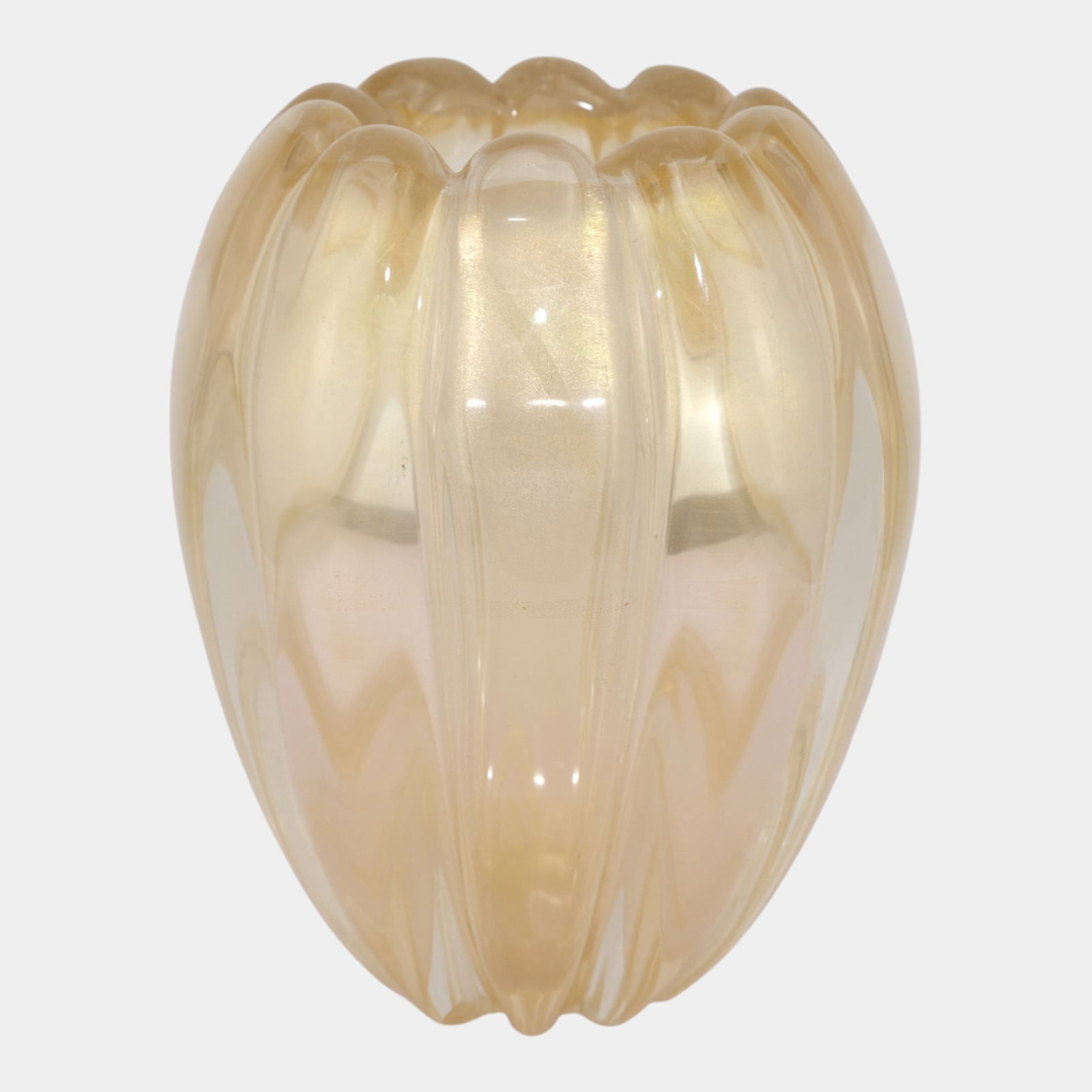 Archimedes Seguso 1950s "Sommerso A Bollicine" Murano Gold Cased Glass Vase (1 of 6)
