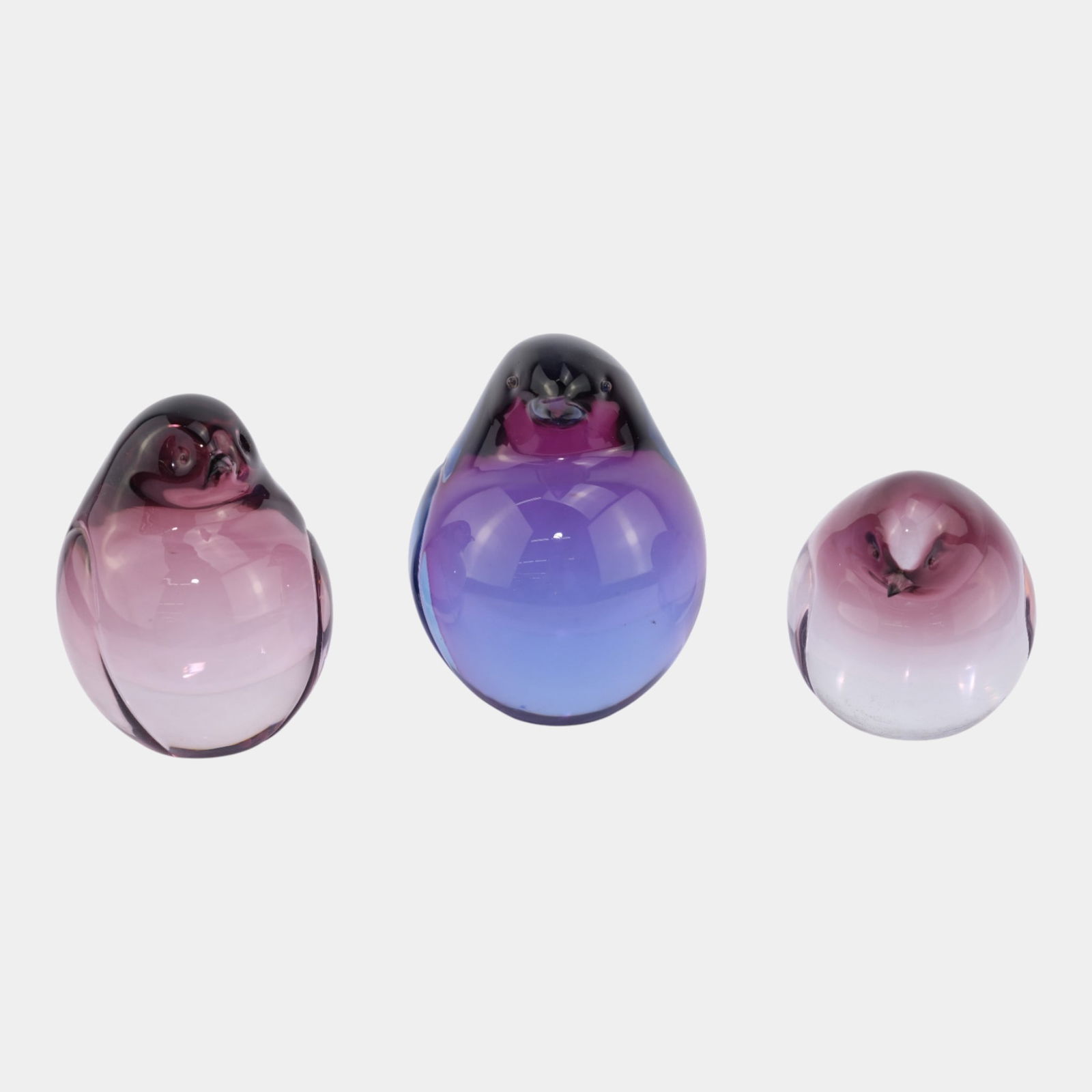 Livio Seguso Italian Mid Century Purple Murano Glass Penguin Bird Paperweights: We offer affordable in-house shipping on all items. Livio Seguso Italian Mid Century Purple Murano Glass Penguin Bird Paperweights Playfully sculptural and richly colored, this Mid-Century Murano gro