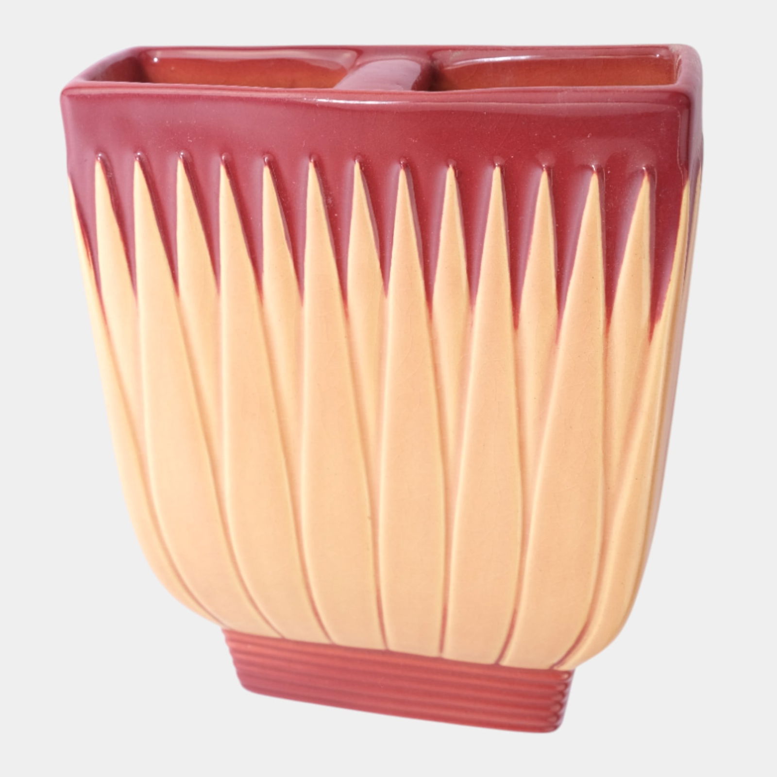 Roseville Lotus Red 1952 Mid Century Modern Pottery Ceramic Wall Pocket L8-7 (1 of 6)