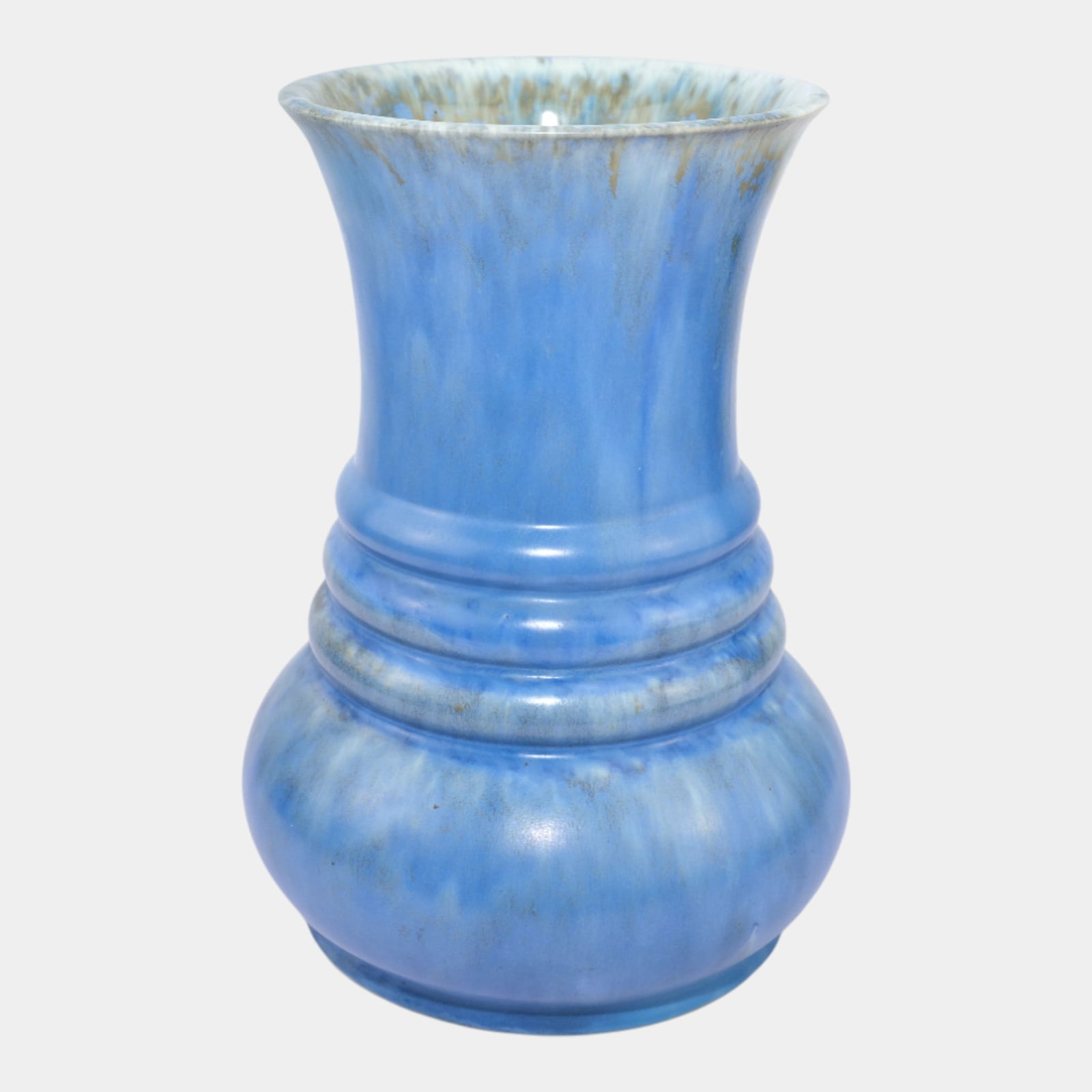 Roseville Tourmaline Futura Blue 1933 Art Pottery Elephant Leg Vase 435-10: We offer affordable in-house shipping on all items. Roseville Tourmaline Futura Blue 1933 Art Pottery Elephant Leg Vase 435-10 Excellent condition. Shows well with small professional restoration to b