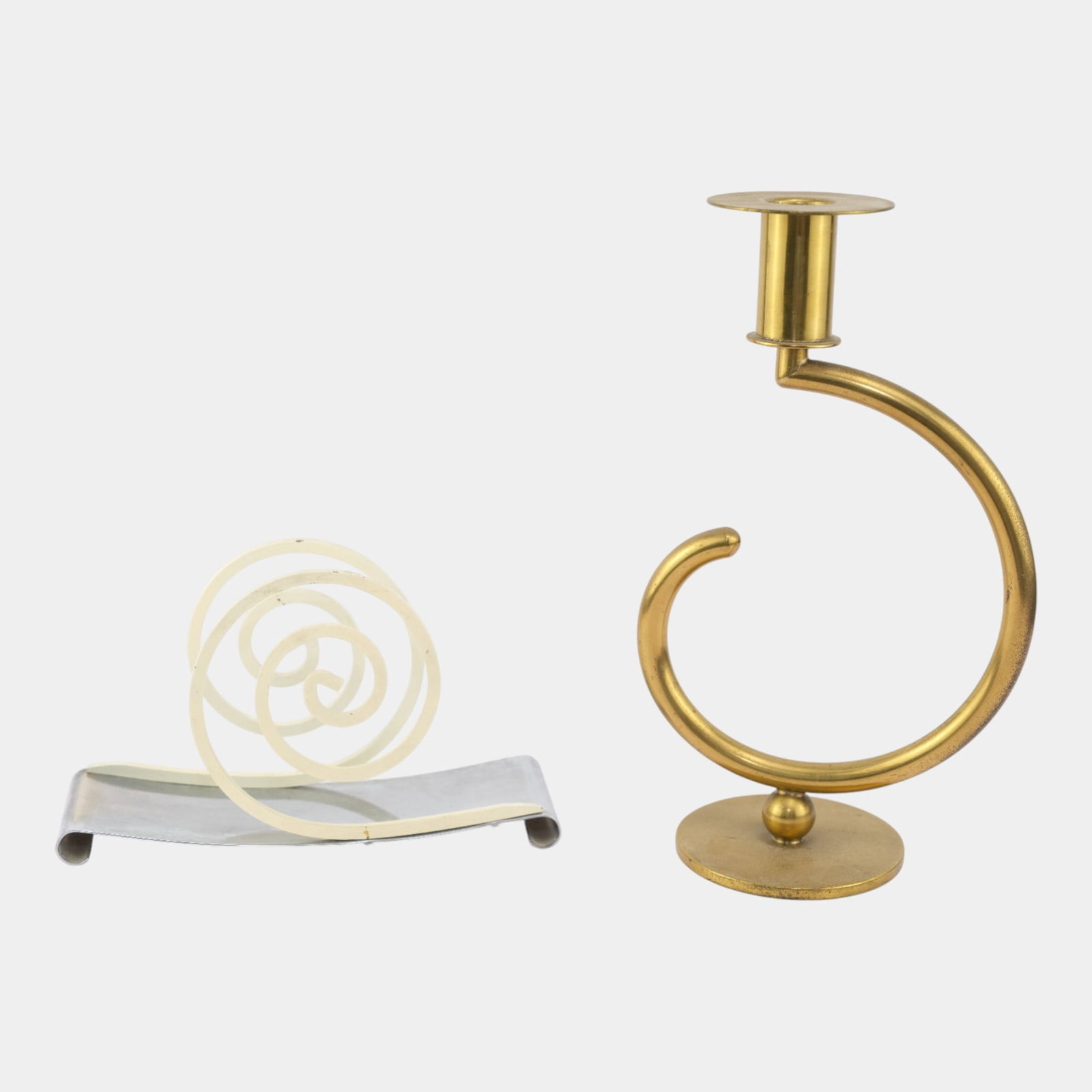 Albert Reimann For Chase 1930s Brass Candle Holder & Chase Desktop Letter Holder (1 of 6)