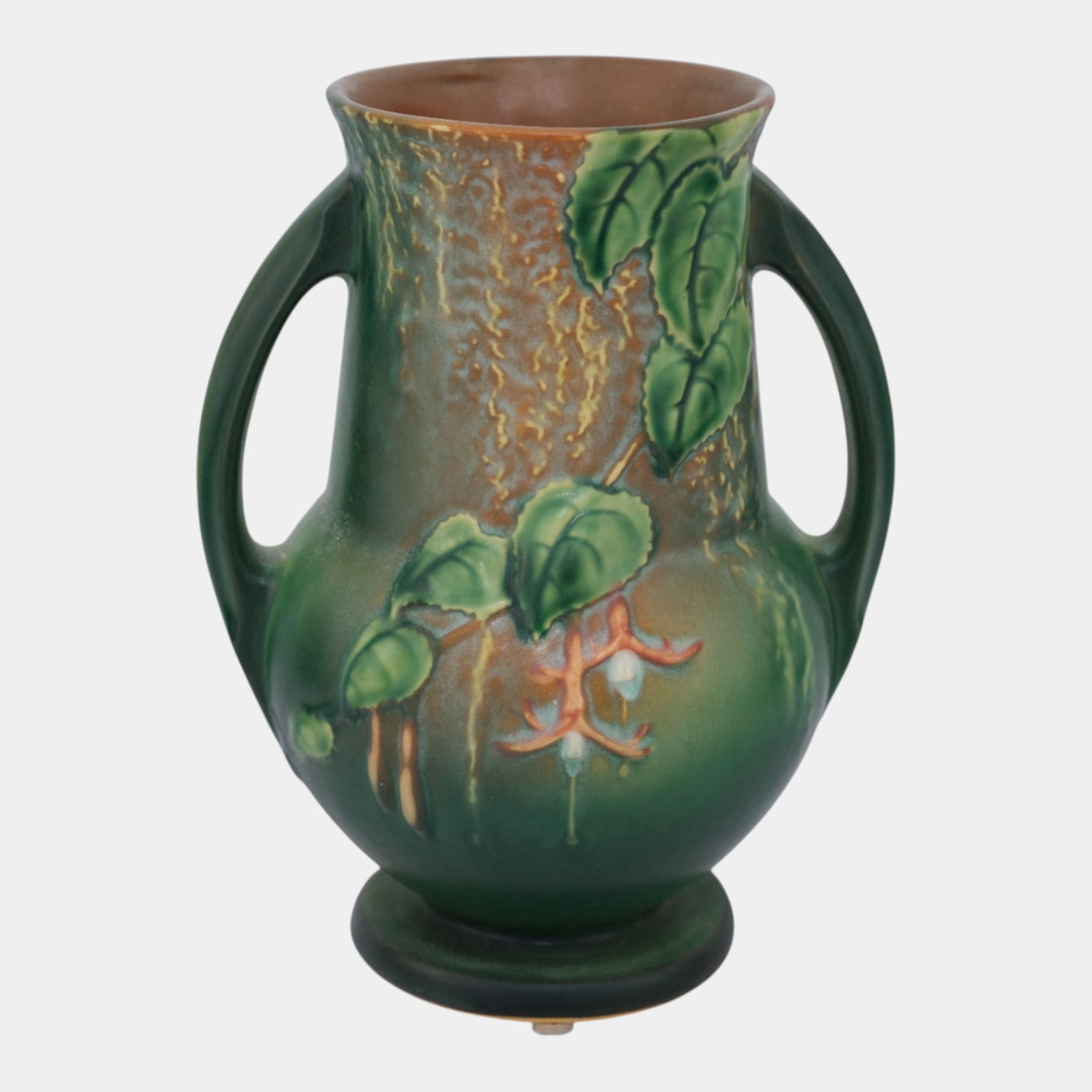 Roseville Fuchsia Green 1938 Vintage Art Pottery Ceramic Flower Vase 898-8 (1 of 6)