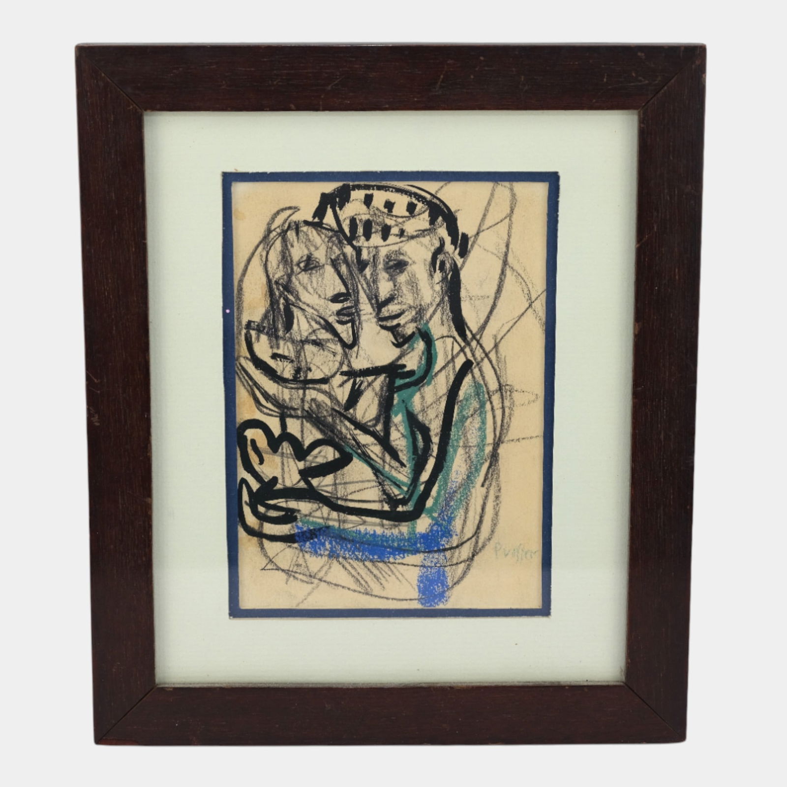 Josef Presser (1907-1967) Charcoal, Ink & Pastel "The Offspring" Framed Work: We offer affordable in-house shipping on all items. Josef Presser (1907-1967) Charcoal, Ink & Pastel "The Offspring" Framed Work Emotionally charged and intensely intimate, this modernist work by Jos
