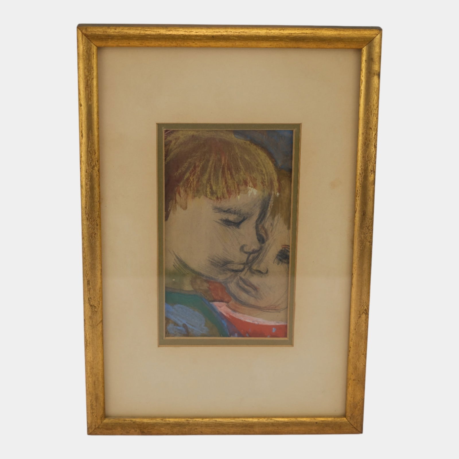 Josef Presser (1907-1967) Charcoal, Ink & Pastel "Two Children" Framed Work: We offer affordable in-house shipping on all items. Josef Presser (1907-1967) Charcoal, Ink & Pastel "Two Children" Framed Work Tenderly introspective and softly expressive, this modernist work by Jo