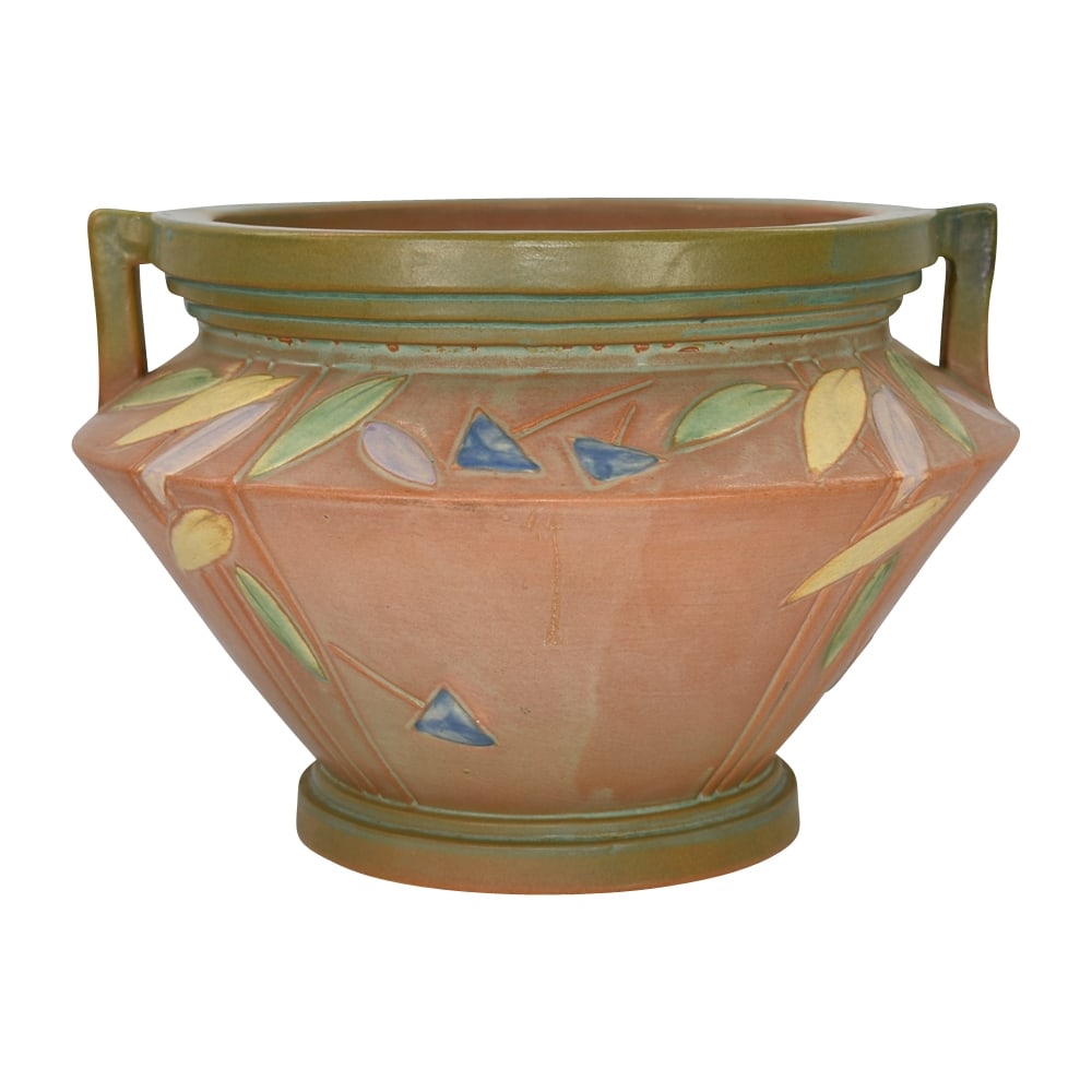Roseville Futura Tan 1928 Vintage Art Deco Pottery Jardiniere For Pedestal 616-8 (1 of 6)