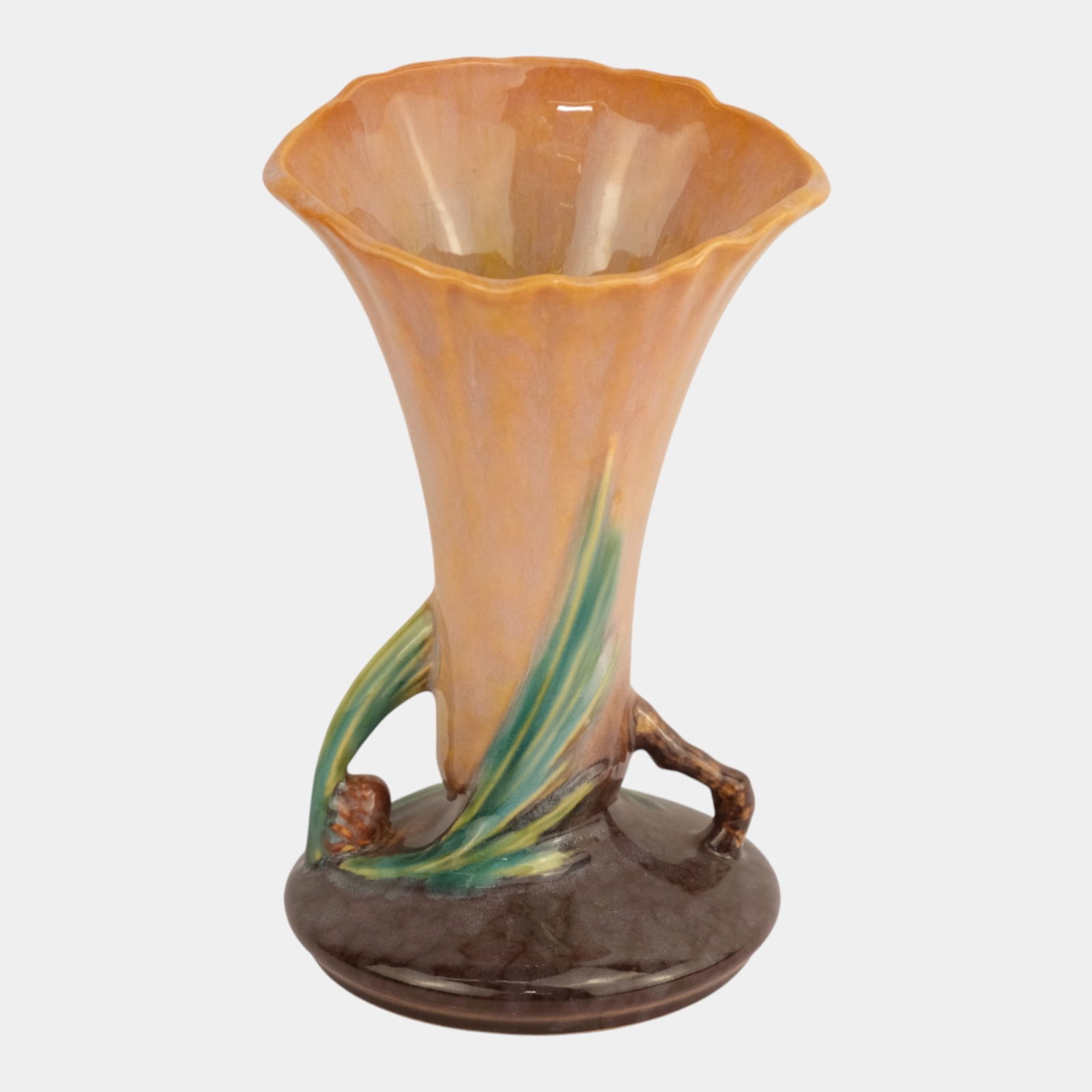 Roseville Wincraft Pine Cone Orange 1948 Mid Century Modern Pottery Vase 2V2-8 (1 of 6)