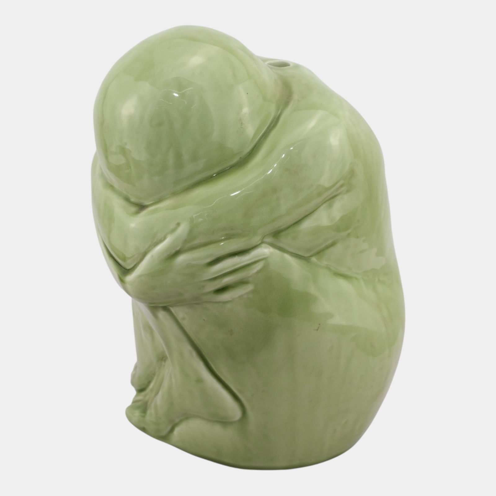 Mid Century Modern, Modernist Figurative Art Pottery Green Crouched Form Lamp Base: We offer affordable in-house shipping on all items. Mid Century Modern, Modernist Figurative Art Pottery Green Crouched Form Lamp Base Introspective and sculpturally compact, this figural ceramic lam