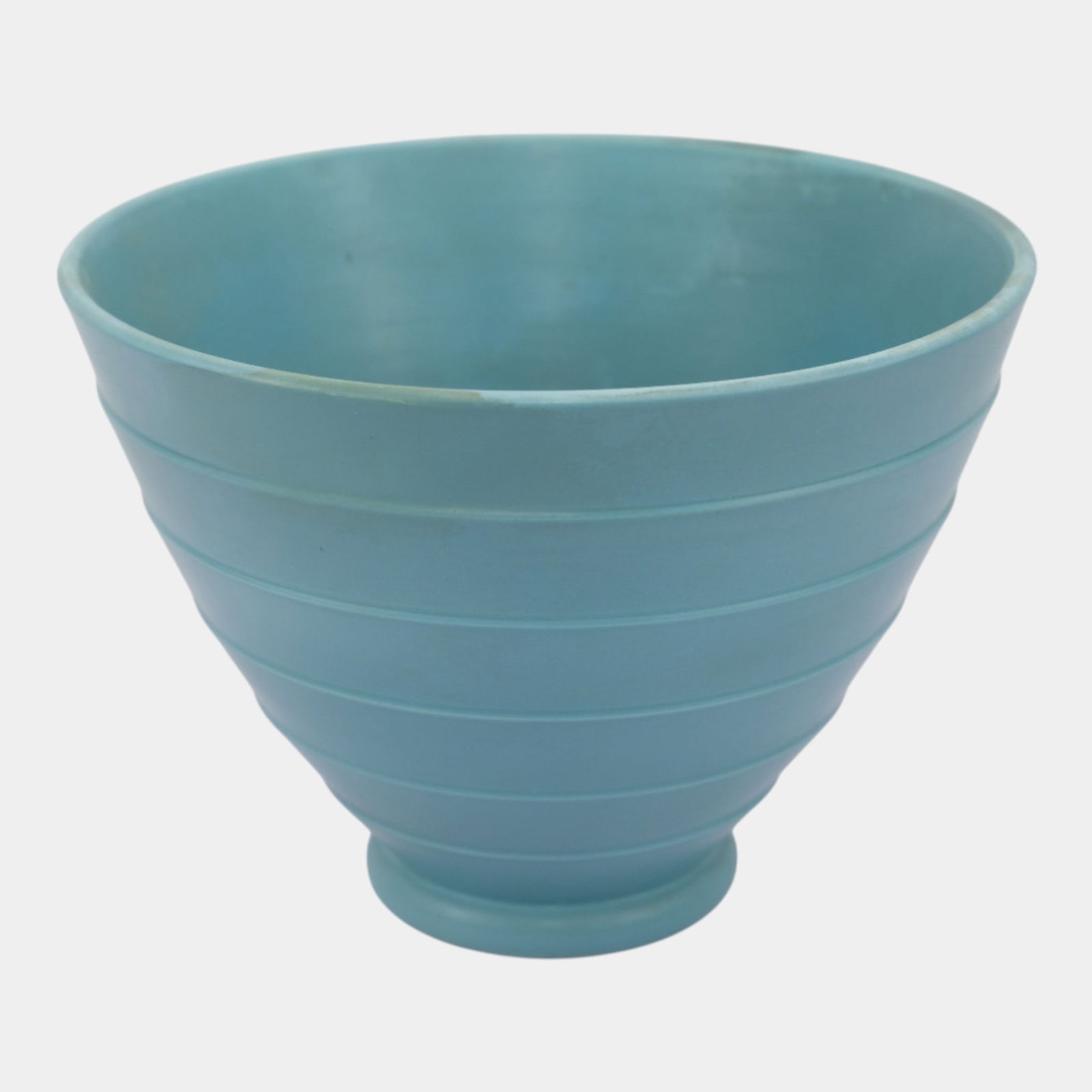 Keith Murray For Wedgwood 1930s Art Deco Blue Ribbed Art Deco Flared Bowl Vase (1 of 7)