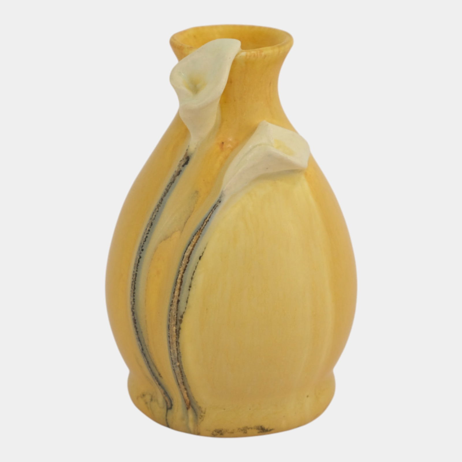 Ephraim Faience 2022 Pot Of The Week Miniature Satin Yellow Calla Lily Vase (1 of 3)