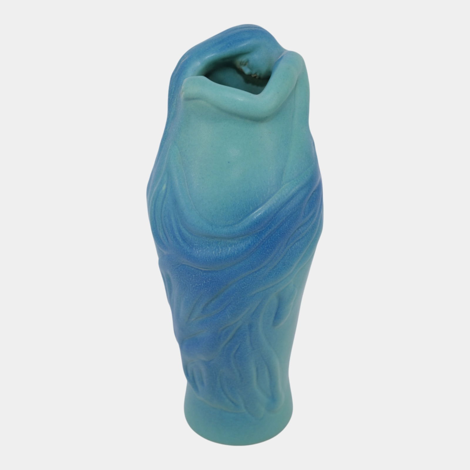 Van Briggle Blue Vintage Art Nouveau Pottery Lorelei Figural Ceramic Vase (1 of 6)