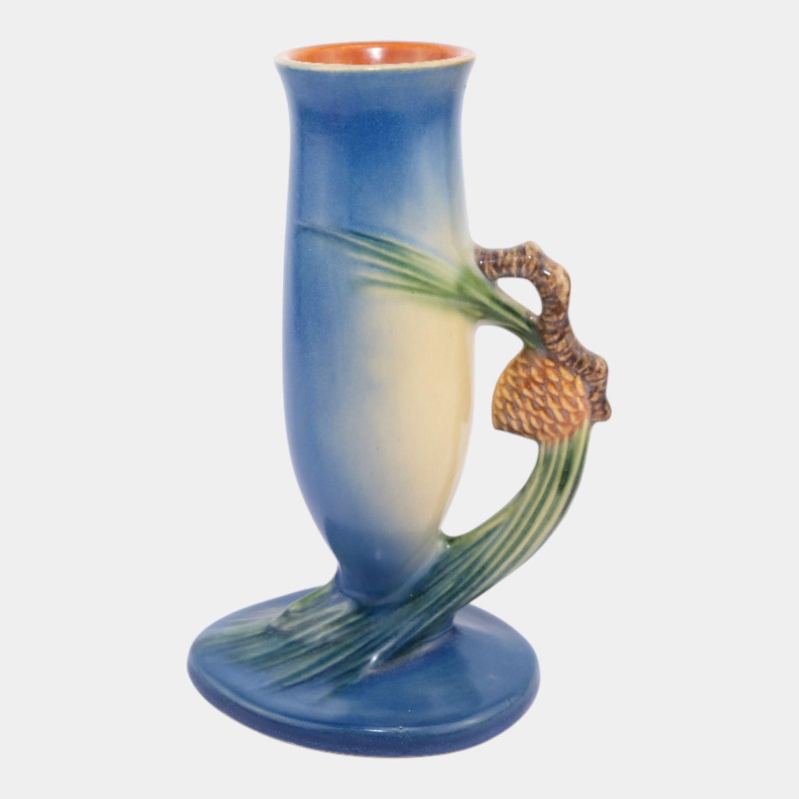 Roseville Pine Cone Blue 1953 Vintage Art Pottery Ceramic Flower Bud Vase 479-7: We offer affordable in-house shipping on all items. Roseville Pine Cone Blue 1953 Vintage Art Pottery Ceramic Flower Bud Vase 479-7 Attractive vase with nice mold, color, and desirable blue glaze. Ex