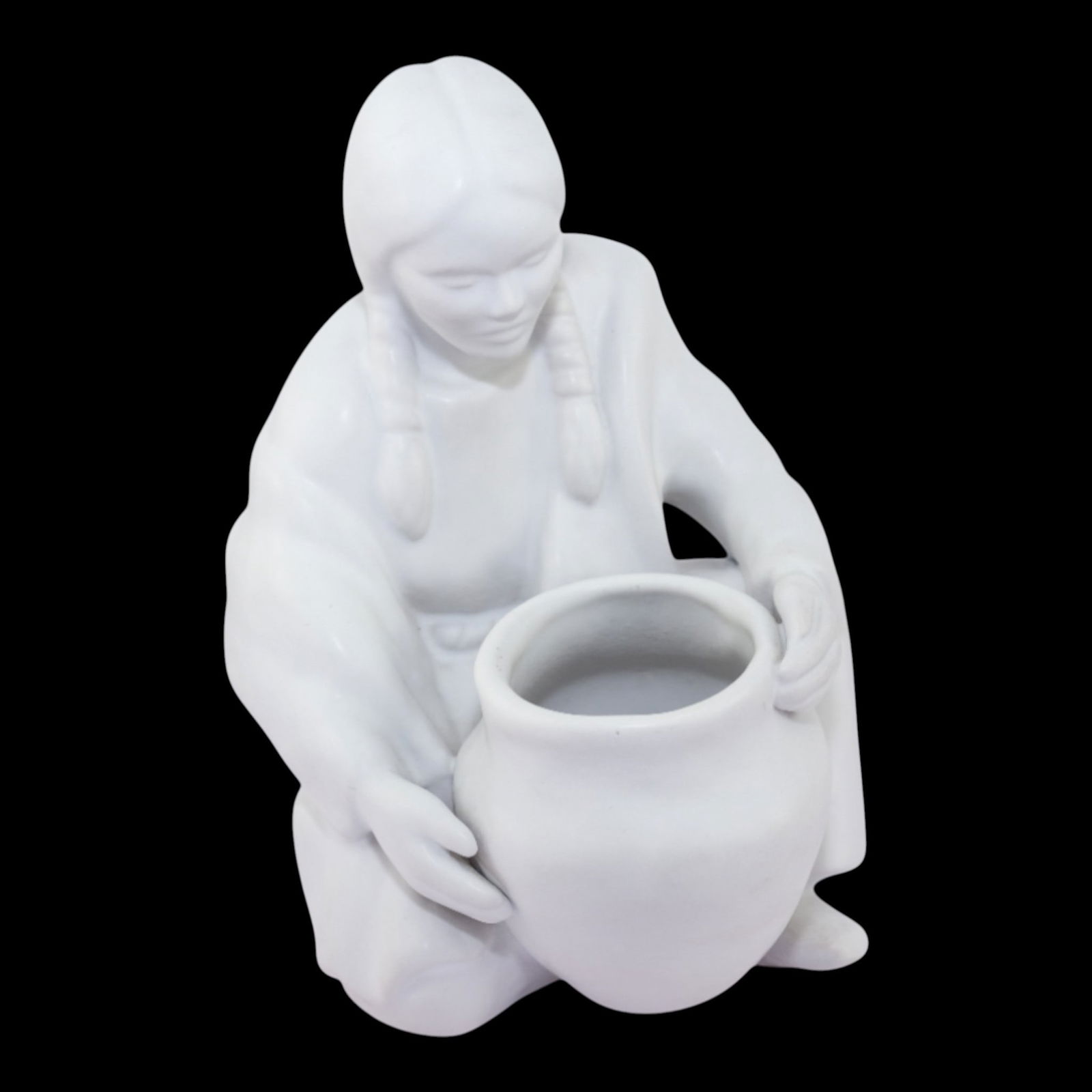 Van Briggle Vintage Art Pottery Native American Girl With Vase Statue: We offer affordable in-house shipping on all items. Van Briggle Vintage Art Pottery Native American Girl With Vase Statue Excellent original condition. No chips, cracks, damage or repair of any kind.