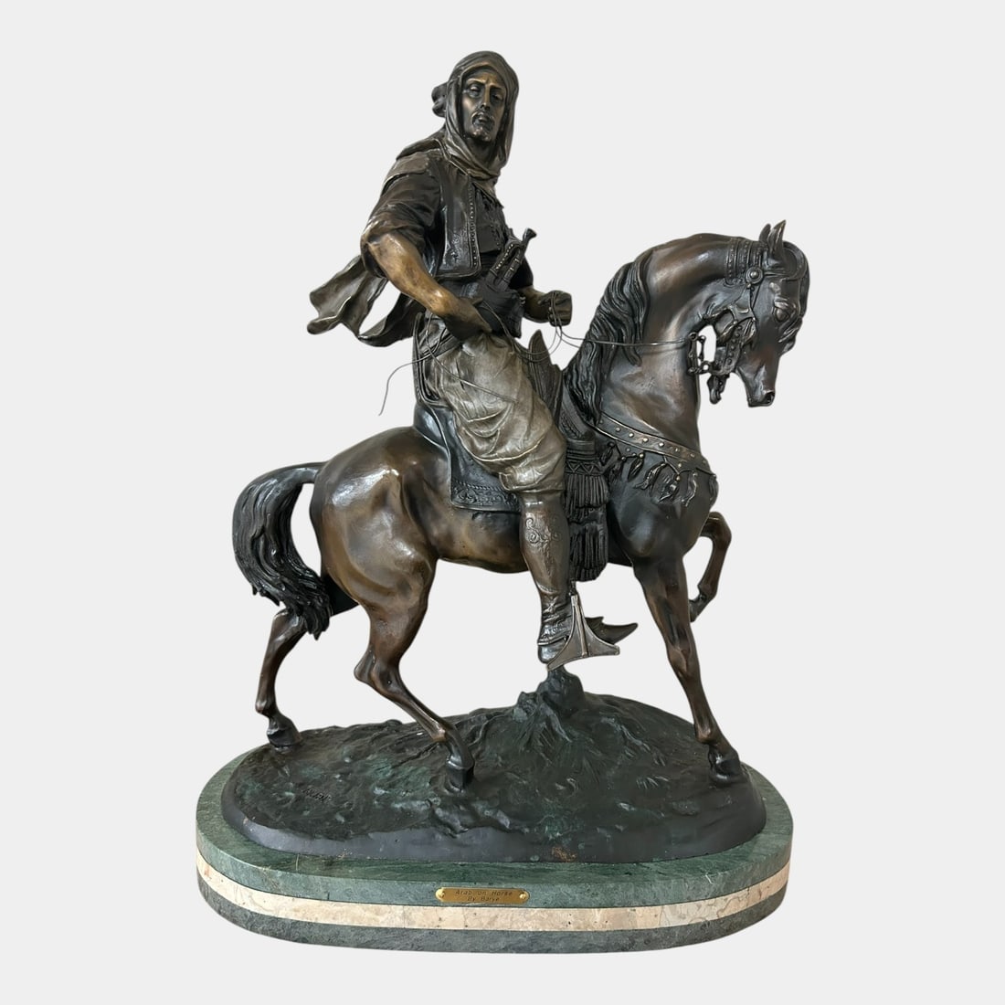 "Arab On Horse" After Alfred Barye (France, 1839-1895) Large 31" Bronze Sculpture (1 of 6)