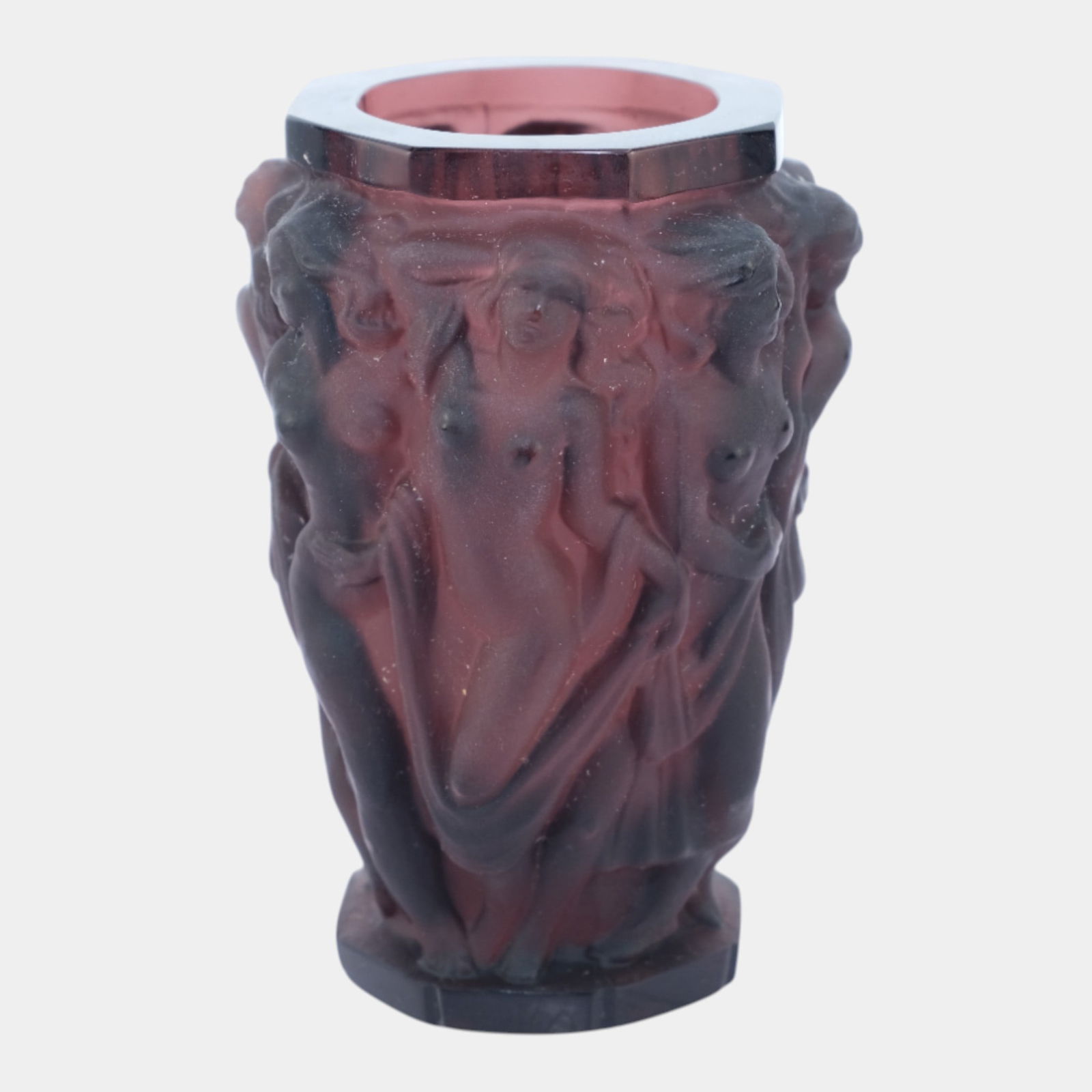 Frantisek Halama Bohemian Figural Purple Malachite Nude Motif Art Glass Vase (1 of 6)