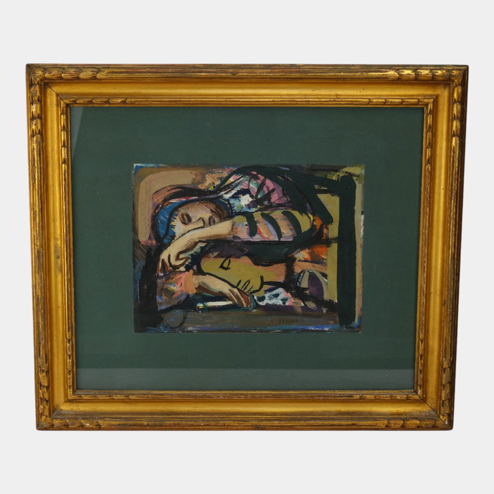 Josef Presser (1907-1967) Gouache Watercolor "Sleeping Muses" Framed Work (1 of 5)