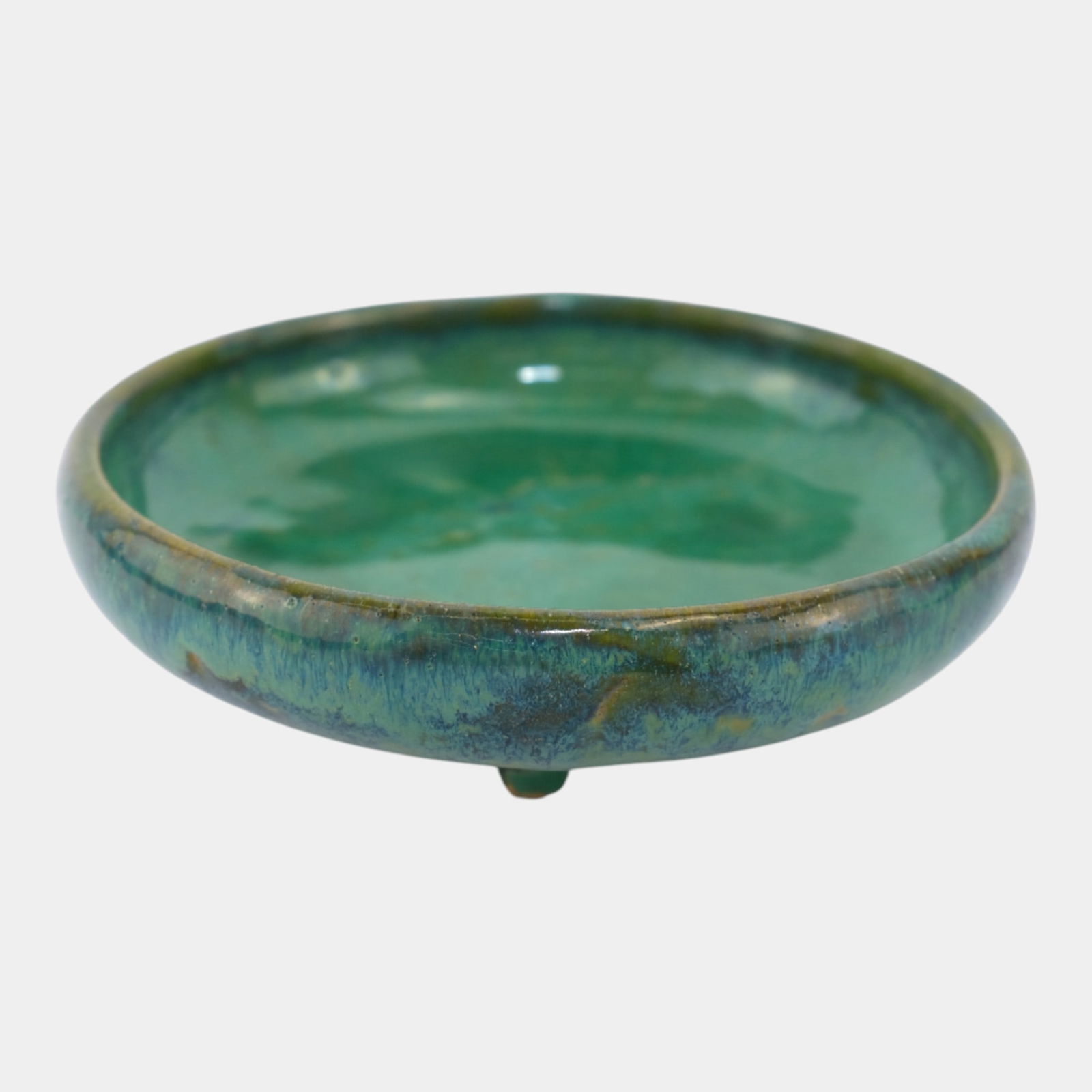 Fulper Arts And Crafts Pottery Green Glaze Art Pottery Three Footed Low Bowl 401 (1 of 6)