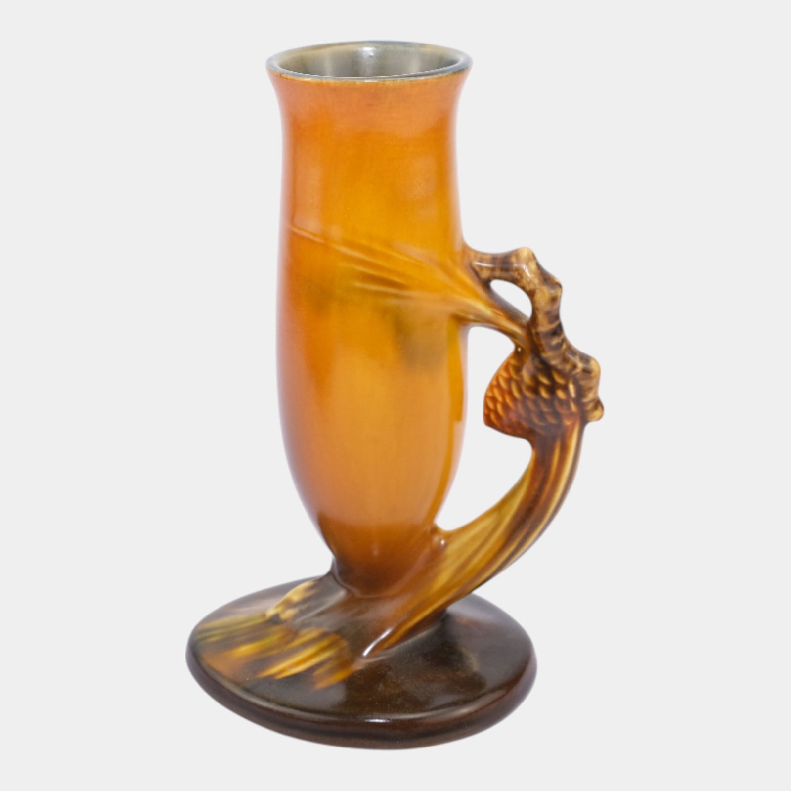 Roseville Pine Cone Brown 1935 Vintage Art Pottery Ceramic Bud Vase 112-7: We offer affordable in-house shipping on all items. Roseville Pine Cone Brown 1935 Vintage Art Pottery Ceramic Bud Vase 112-7 Excellent original condition. No chips, cracks, damage or repair of any k