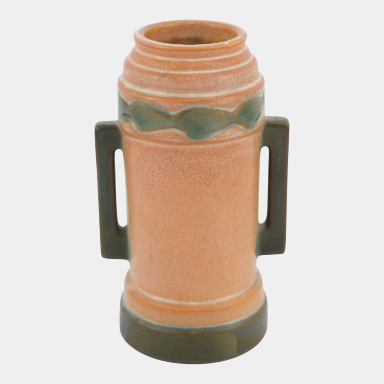 Roseville Futura Pink 1928 Vintage Art Deco Pottery Ceramic Beer Mug Vase 381-6: We offer affordable in-house shipping on all items. Roseville Futura Pink 1928 Vintage Art Deco Pottery Ceramic Beer Mug Vase 381-6 Great streamlined Art Deco shape. Excellent original condition. No