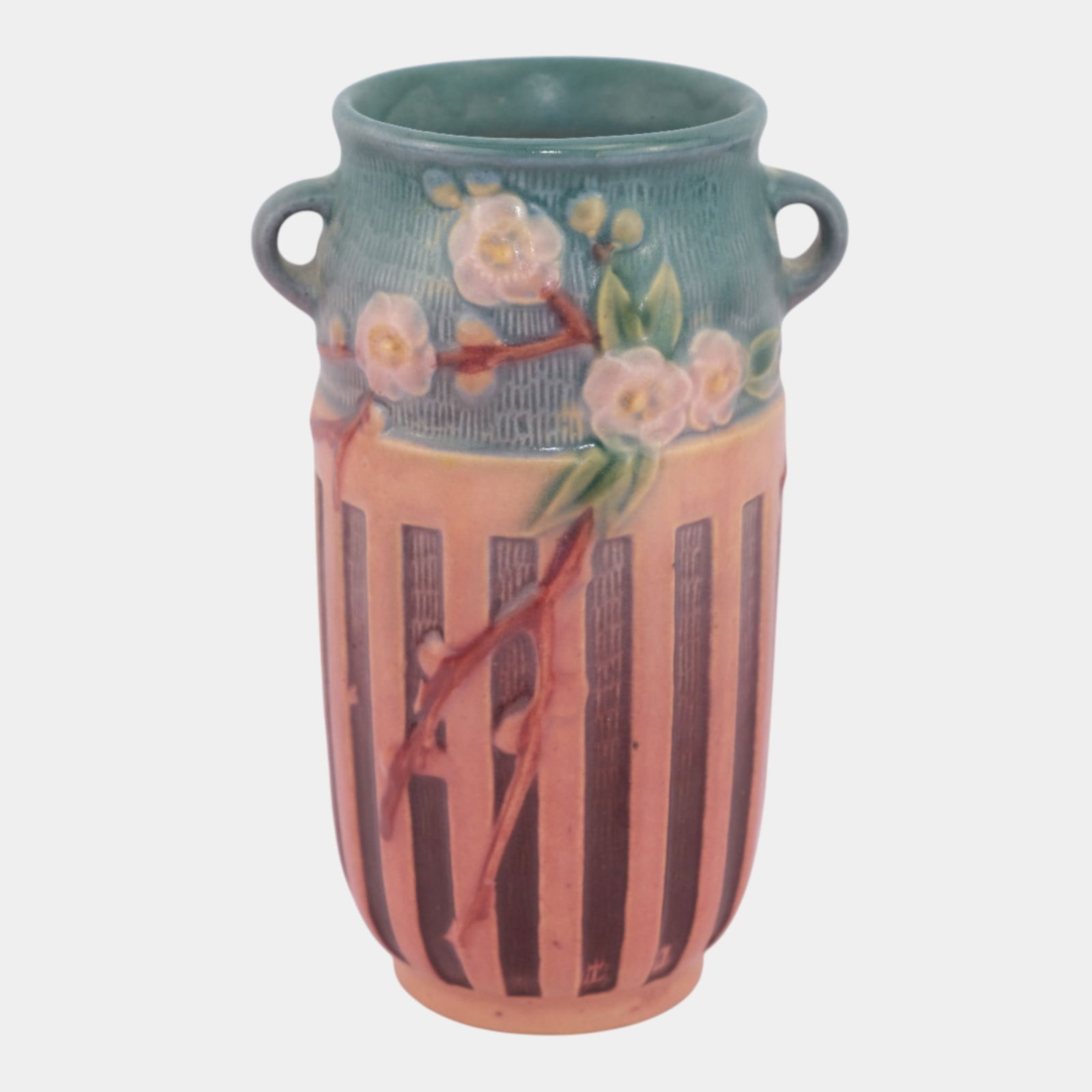 Roseville Cherry Blossom Pink 1933 Vintage Art Pottery Ceramic Vase 620-7: We offer affordable in-house shipping on all items. Roseville Cherry Blossom Pink 1933 Vintage Art Pottery Ceramic Vase 620-7 Excellent original condition. No chips, cracks, damage or repair of any k