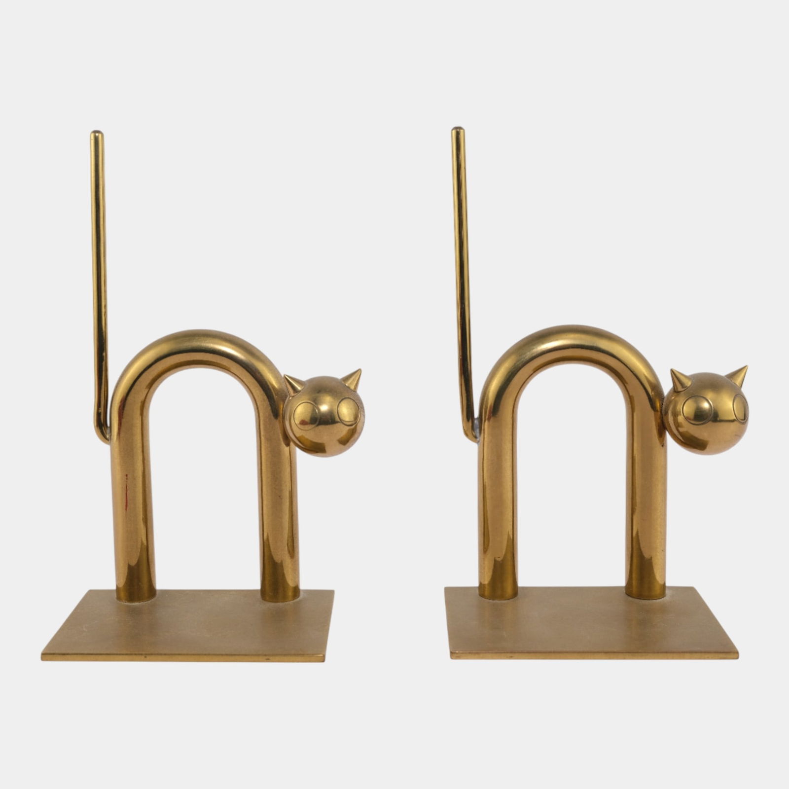 Walter Von Nessen For Chase Art Deco 1930s Stylized Brass Cat Bookends (1 of 6)