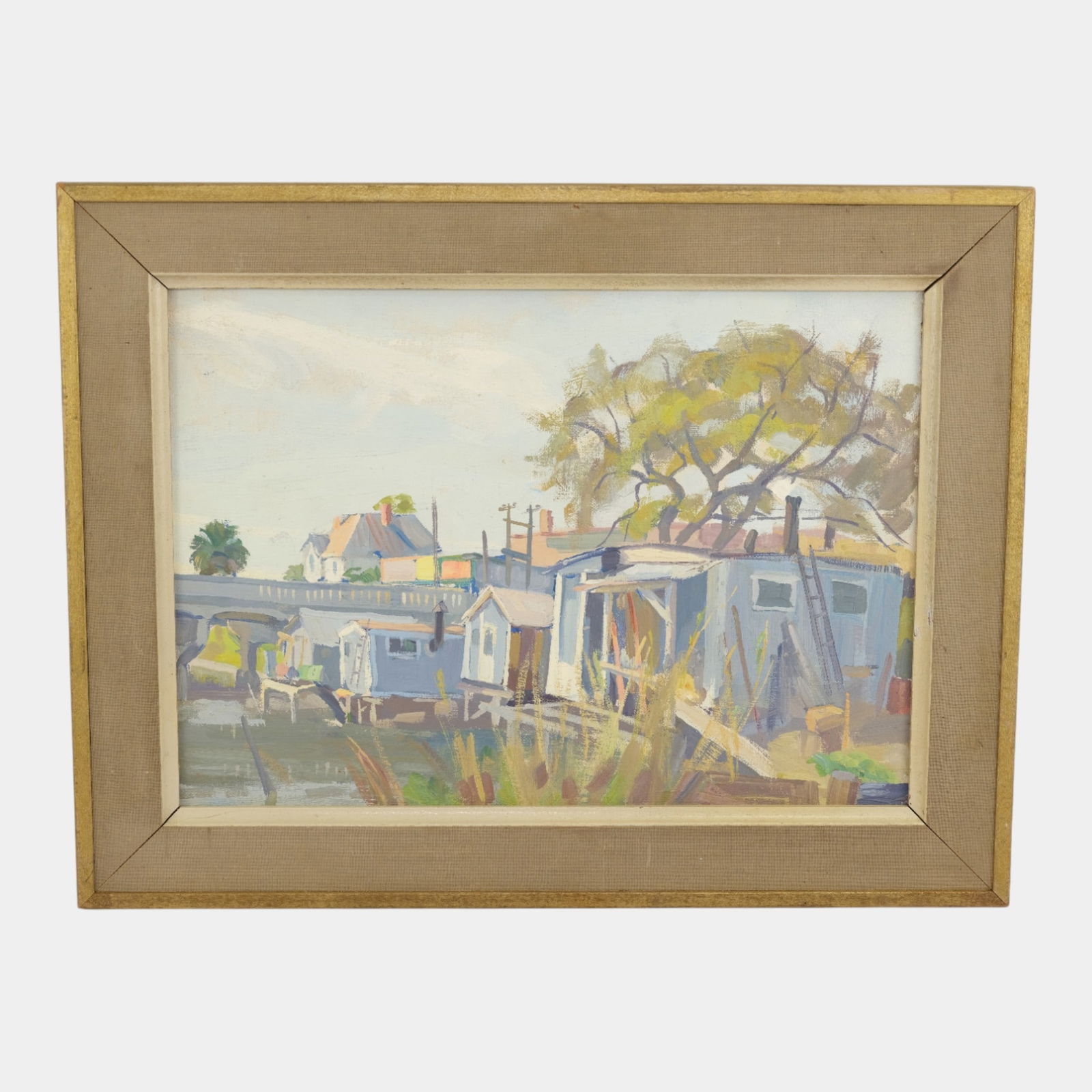 Lester Nass (Austrian, 1894-1990) Oil On Board "Key West" Framed Painting: We offer affordable in-house shipping on all items. Lester Nass (Austrian, 1894-1990) Oil On Board "Key West" Framed Painting Brightly composed and rhythmically structured, this landscape by Lester N
