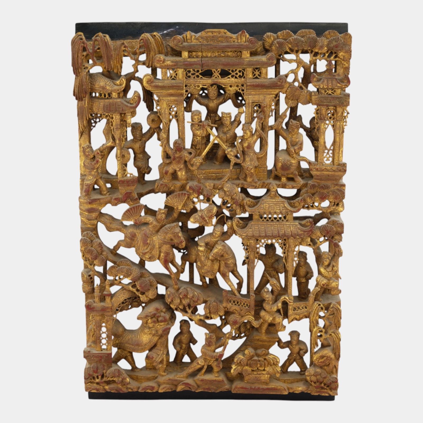 Early 20th Century Intricately Hand Carved Gold Gilt Wooden Wall Hanging Panel (1 of 4)