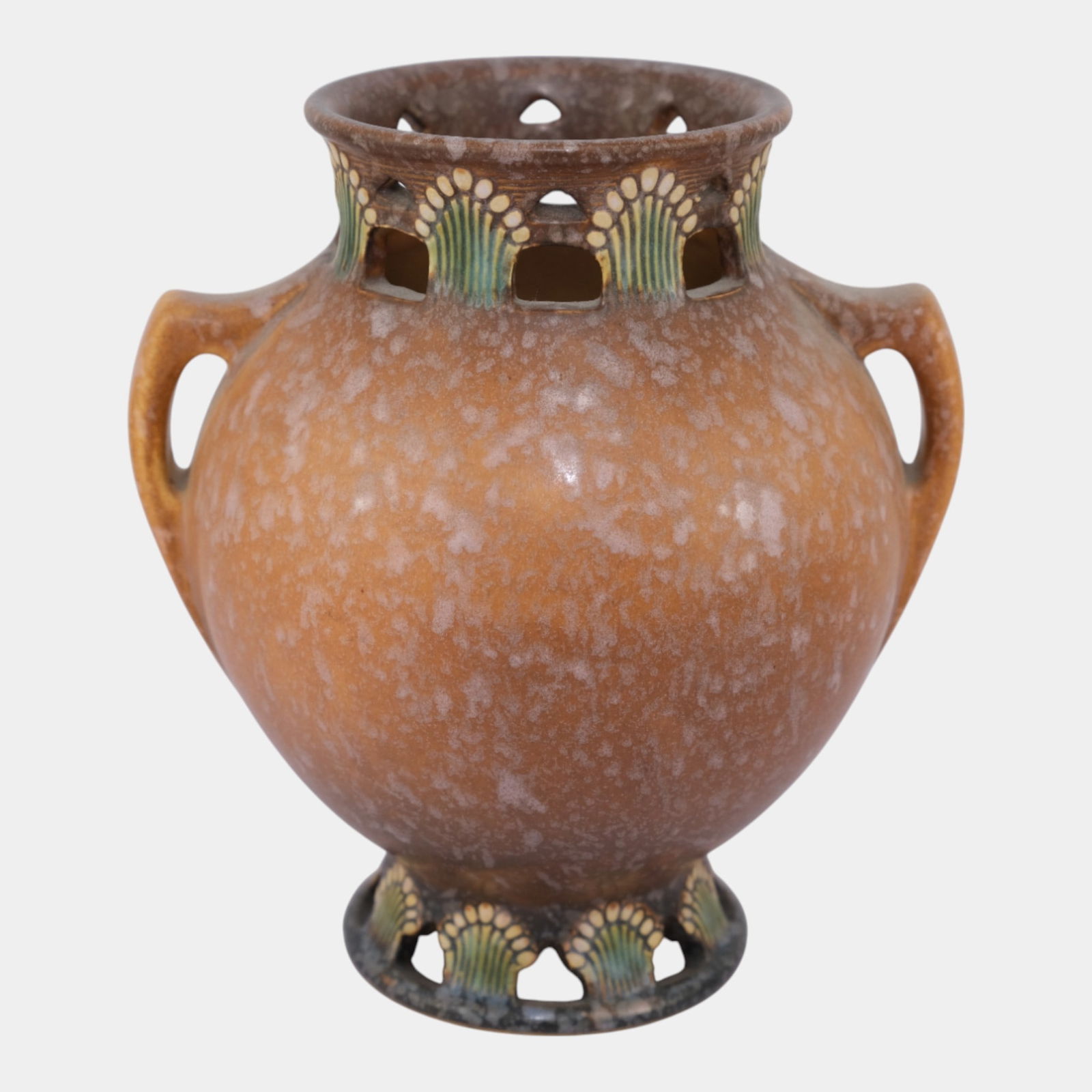 Roseville Ferella Tan 1930 Vintage Art Deco Pottery Ceramic Footed Vase 509-8 (1 of 6)