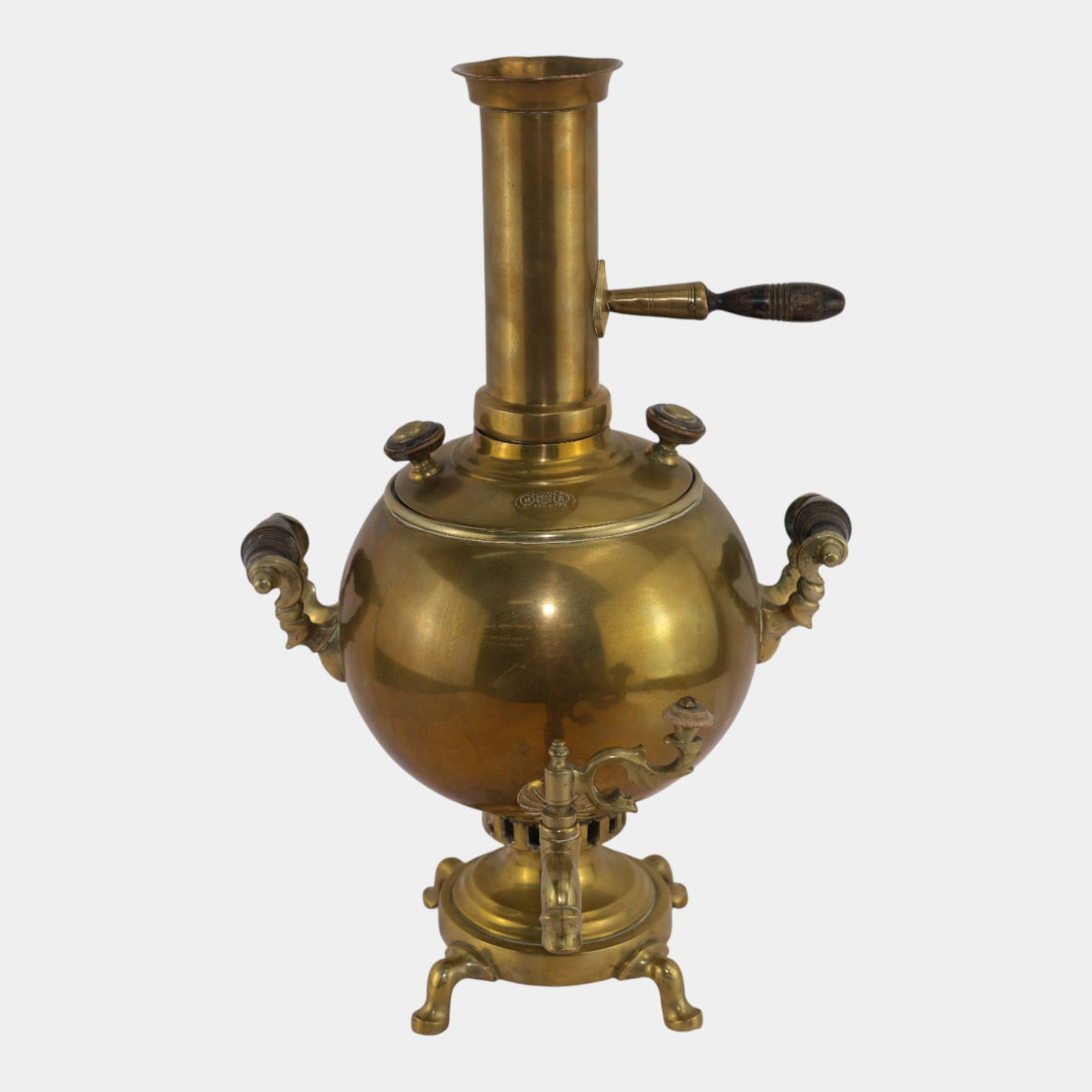 Vorontsov Russian Imperial Brass Samovar Tea Pot With Black Wooden Handles (1 of 7)