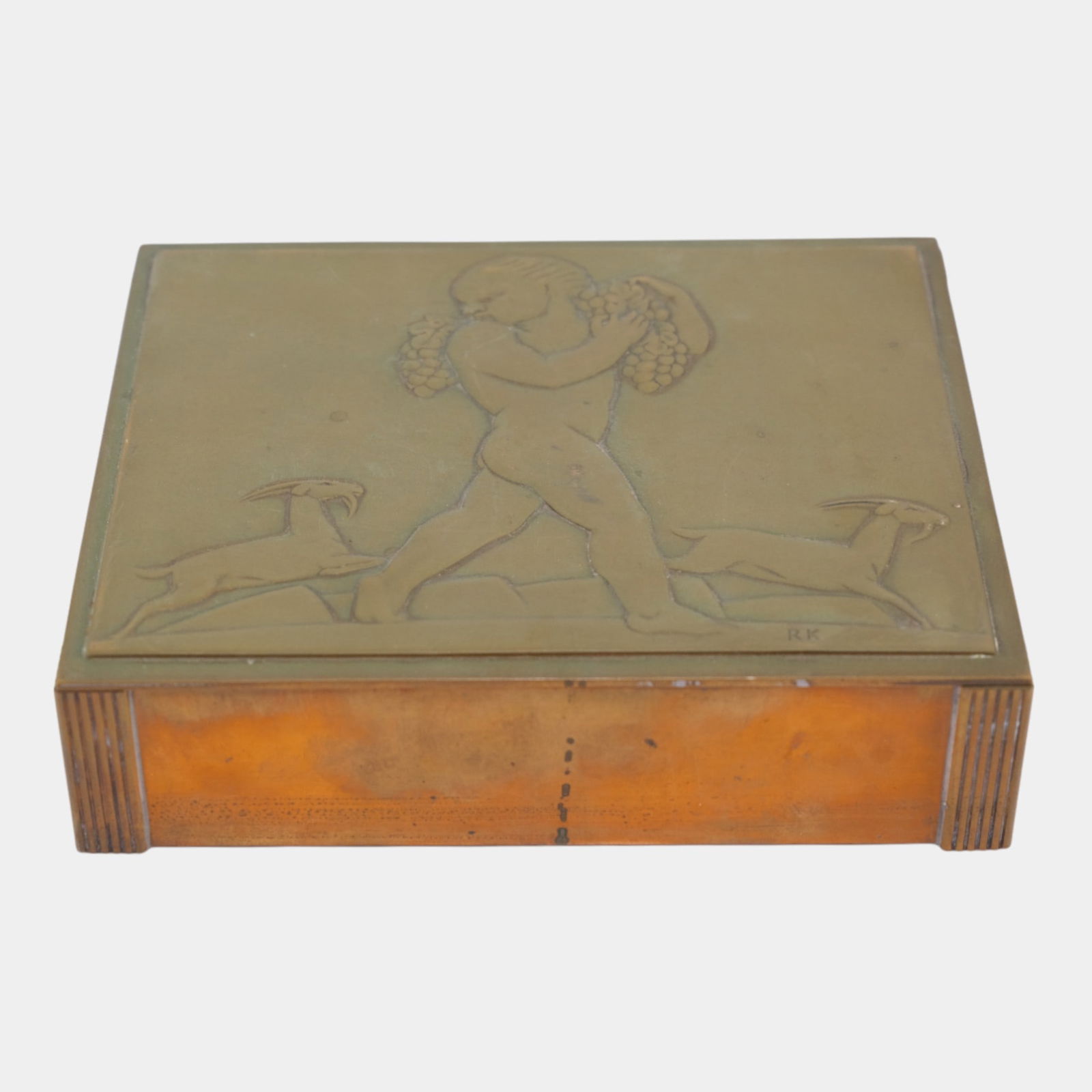 Rockwell Kent For Chase 1930s Art Deco Bacchus Gazelle Copper Cigarette Box: We offer affordable in-house shipping on all items. Rockwell Kent For Chase 1930s Art Deco Bacchus Gazelle Copper Cigarette Box Boldly sculptural and richly patinated, this Art Deco copper cigarette