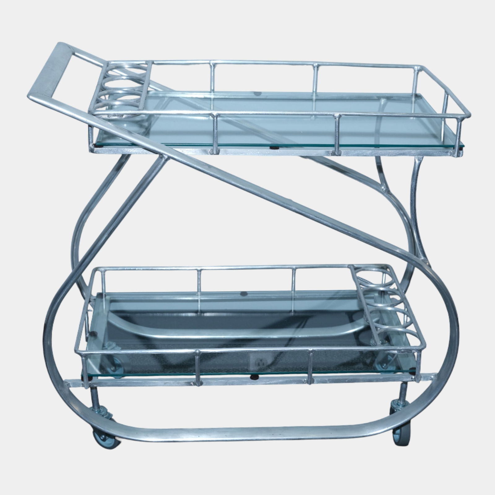 Russel Woodard For Woodard Furniture Co Mid Century Modern Aluminum Glass Bar Cart (1 of 5)