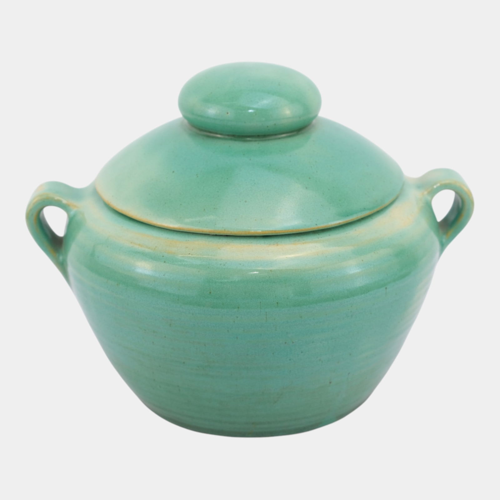 Teco Vintage Arts And Crafts Pottery Matte Green Ceramic Handled Humidor With Lid (1 of 9)