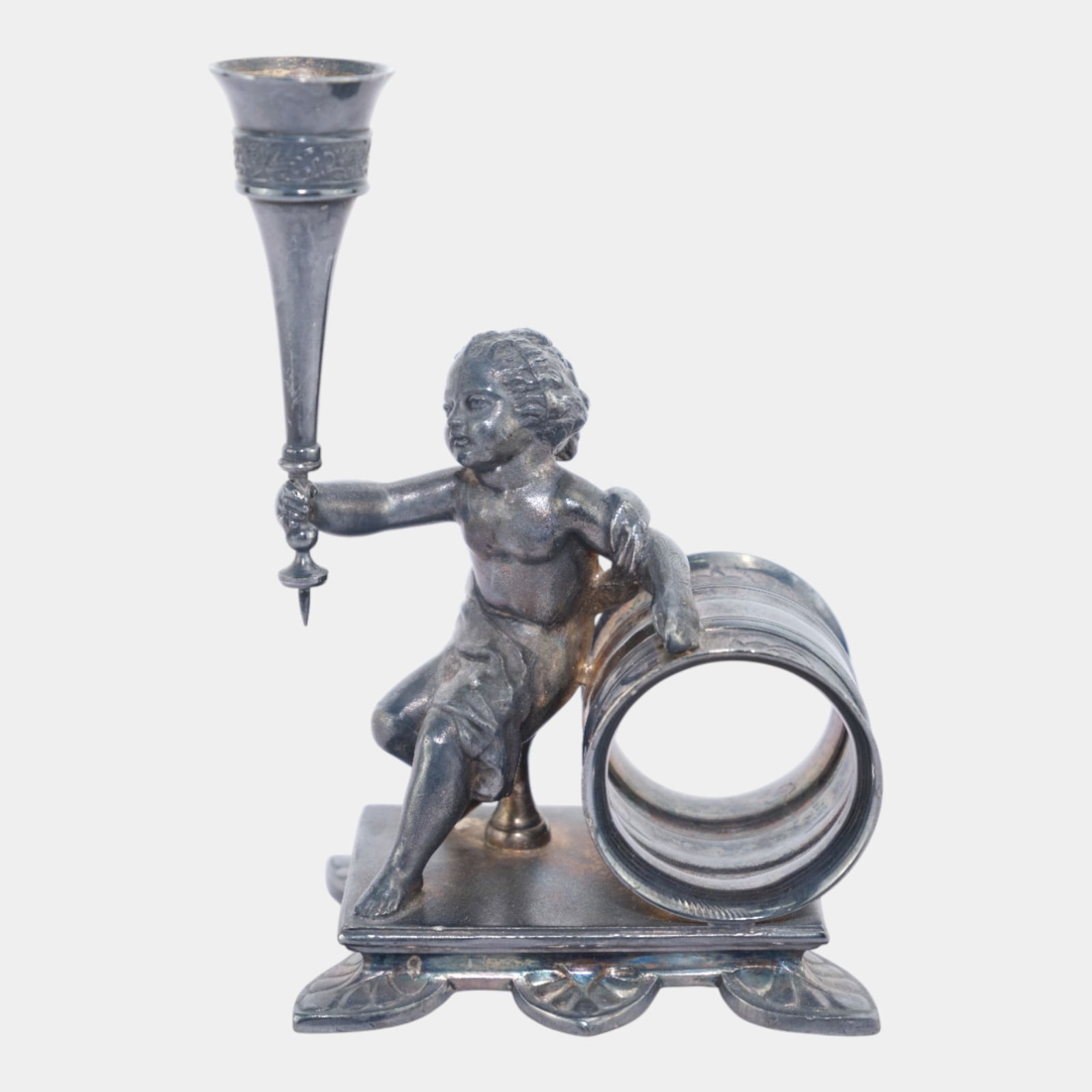 Reed & Barton Late 19th Century Silver Plate Cherub Figural Napkin Ring & Bud Vase (1 of 6)