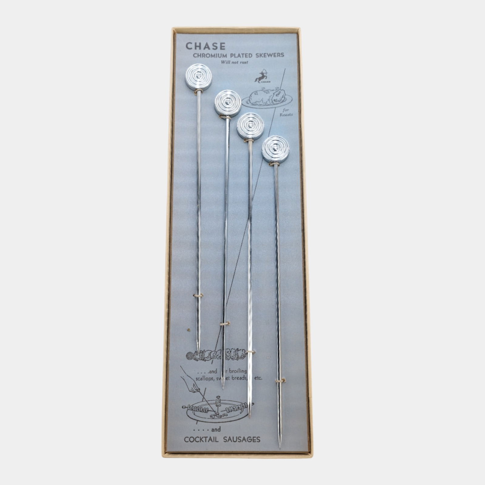 Chase 1930s Art Deco Chromium Plated Skewers With Original Box & Packaging: We offer affordable in-house shipping on all items. Chase 1930s Art Deco Chromium Plated Skewers With Original Box & Packaging Crisply modern and elegantly functional, this 1930s Art Deco skewer set