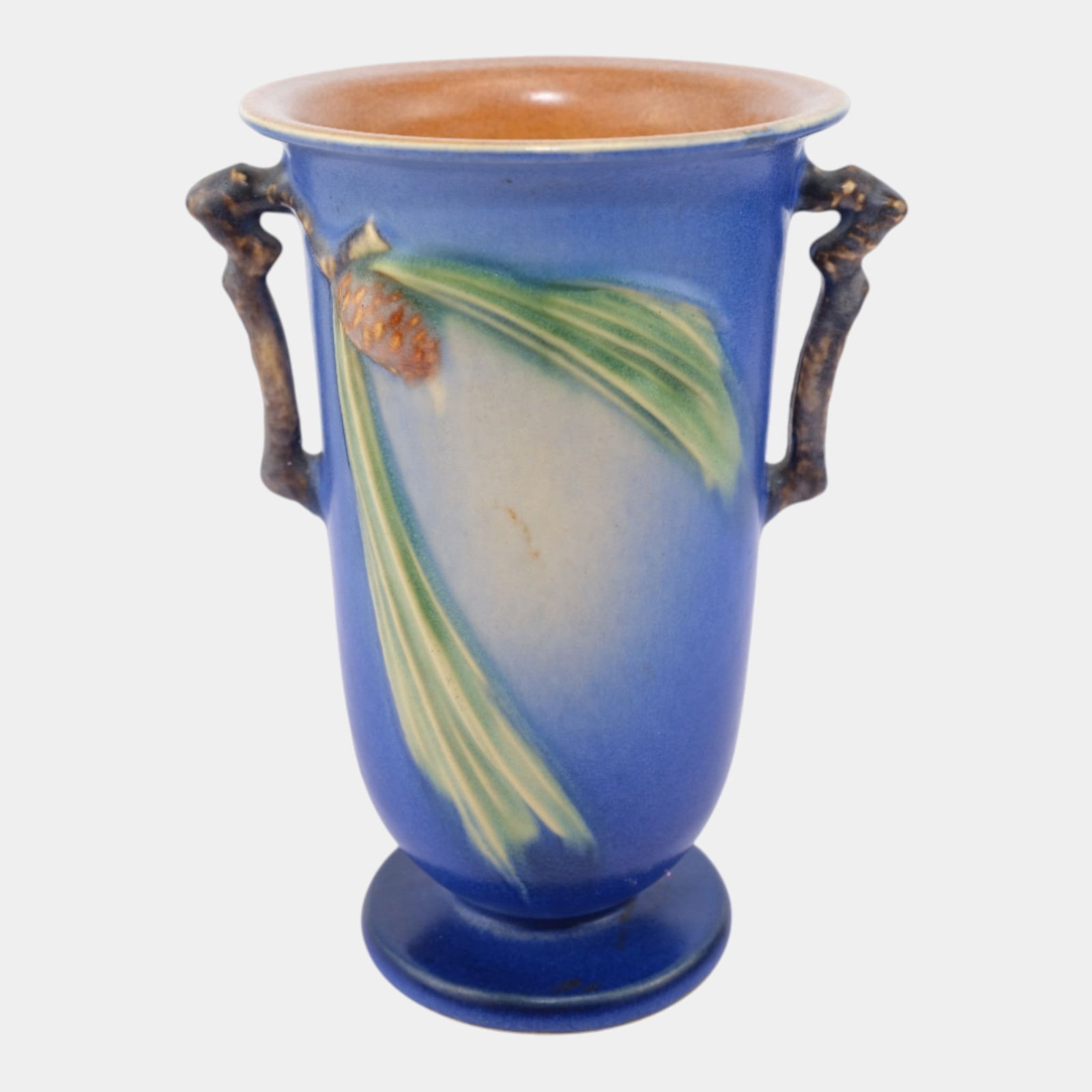 Roseville Pine Cone Blue 1936 Vintage Art Pottery Ceramic Vase 907-7 (1 of 6)