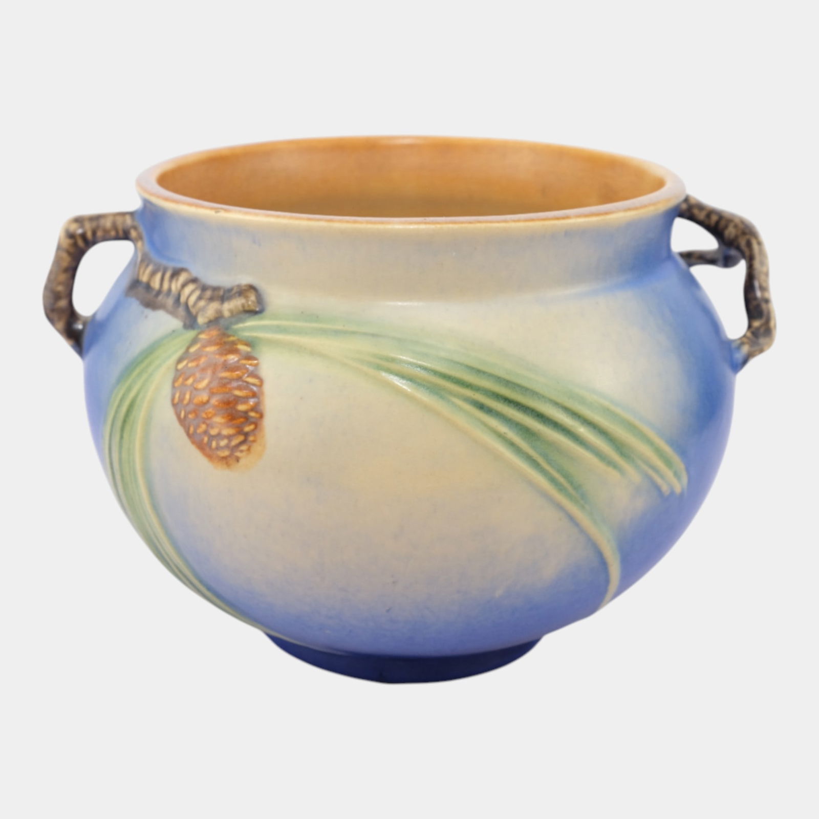 Roseville Pine Cone Blue 1936 Vintage Pottery Large Jardiniere Planter 632-6 (1 of 7)