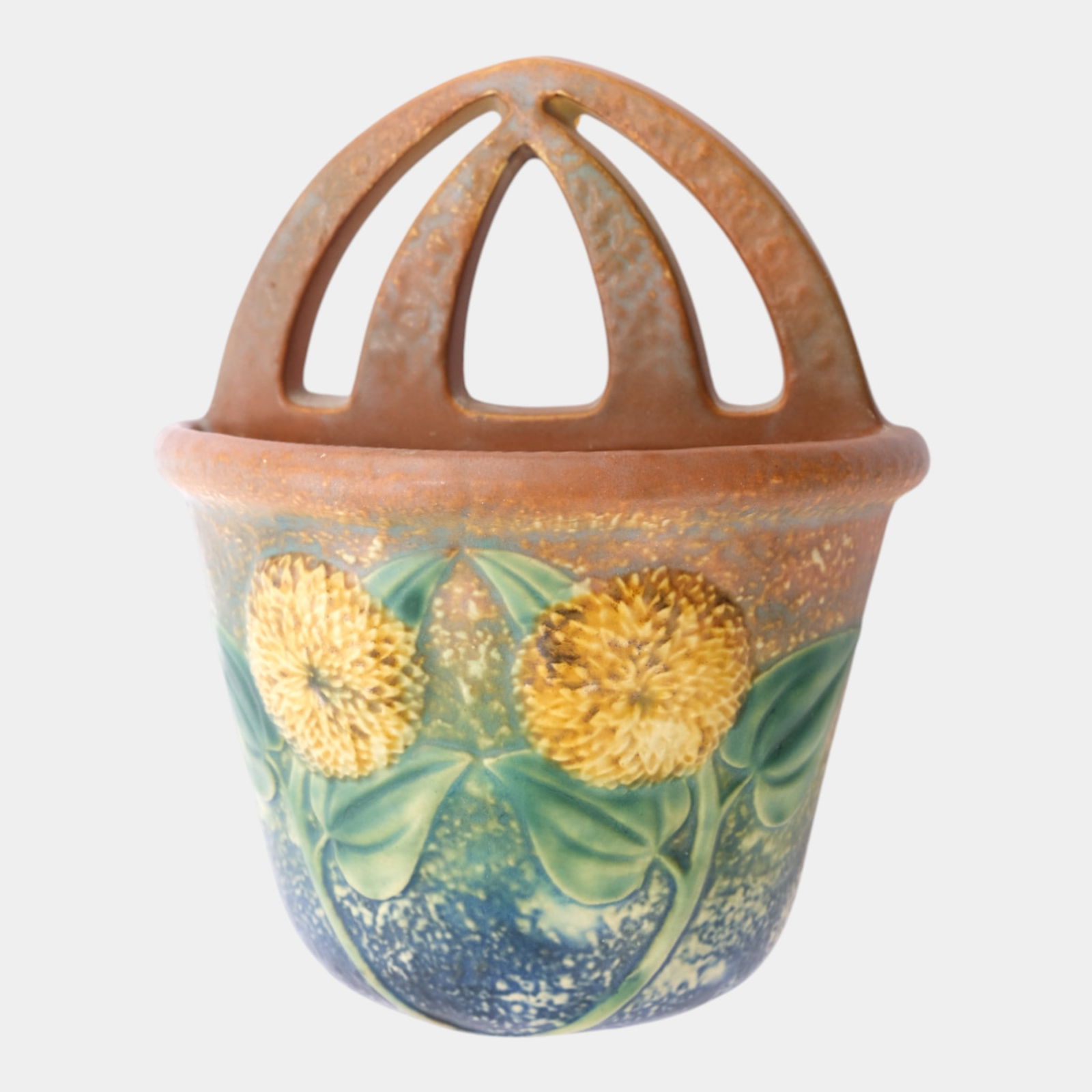 Roseville Sunflower 1930 Vintage Art Pottery Ceramic Wall Pocket 1265-7 (1 of 6)