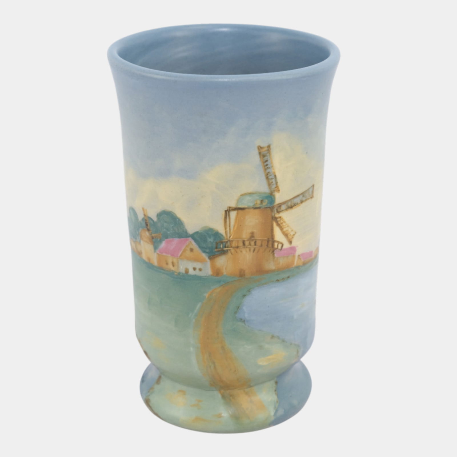 Weller Hudson 1920s Art Pottery Hand Painted Scenic Windmill Vase McLaughlin (1 of 7)