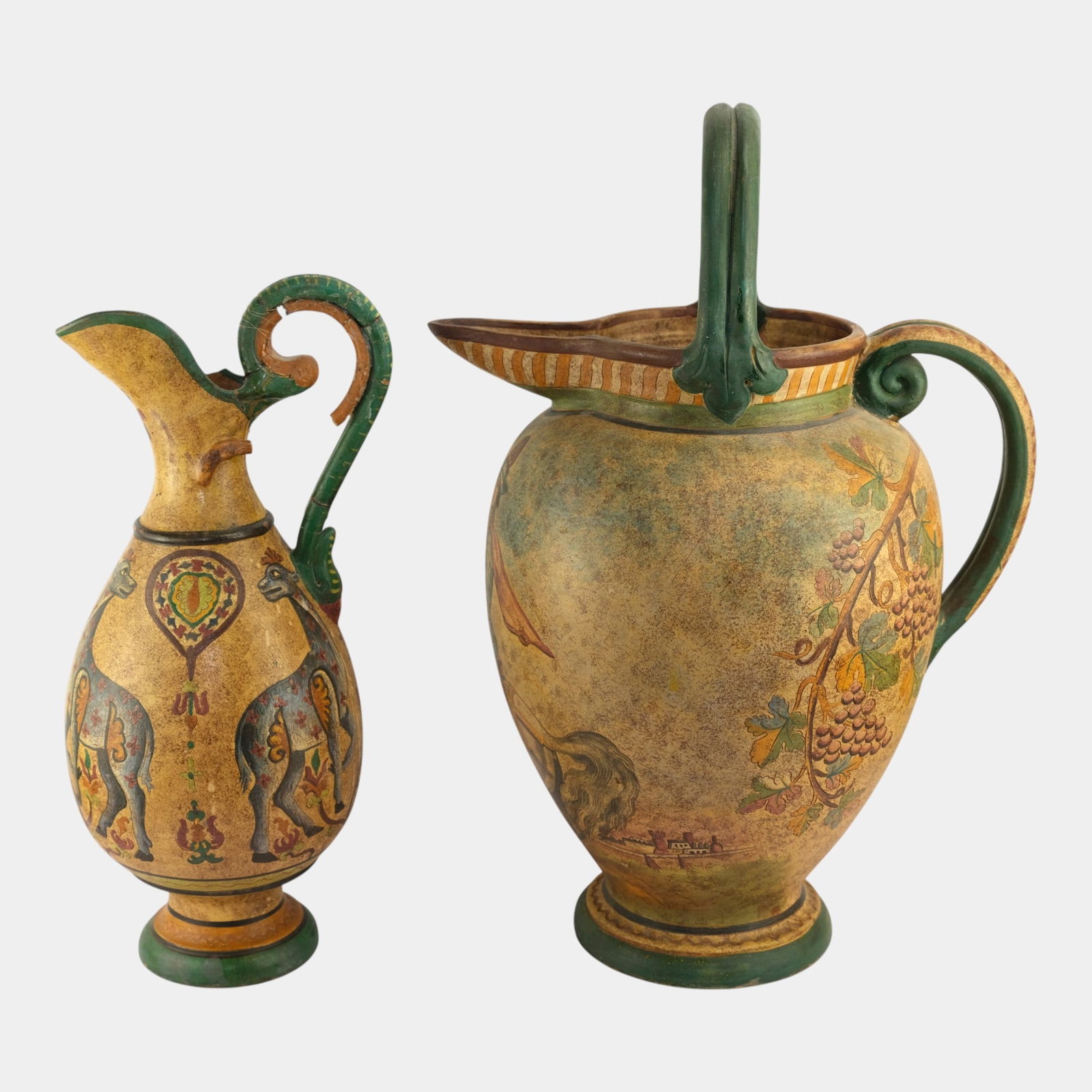 Montopoli d'Arno Italian Renaissance Revival Art Pottery Handled Pitcher & Ewer (1 of 8)