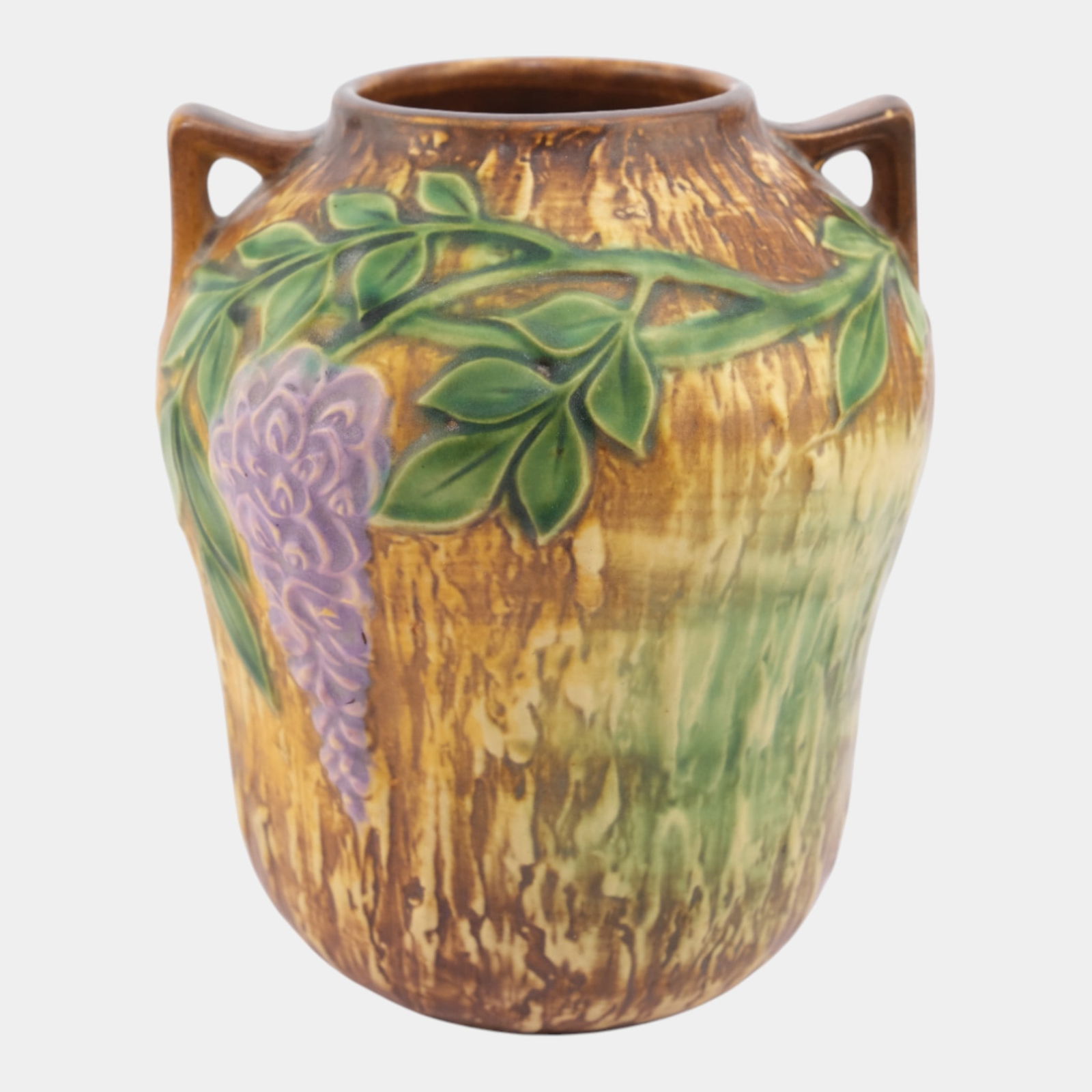 Roseville Wisteria Tan 1933 Vintage Art Deco Pottery Ceramic Vase 634-7: We offer affordable in-house shipping on all items. Roseville Wisteria Tan 1933 Vintage Art Deco Pottery Ceramic Vase 634-7 Decorative, handled form with superior mold and color. Excellent original c