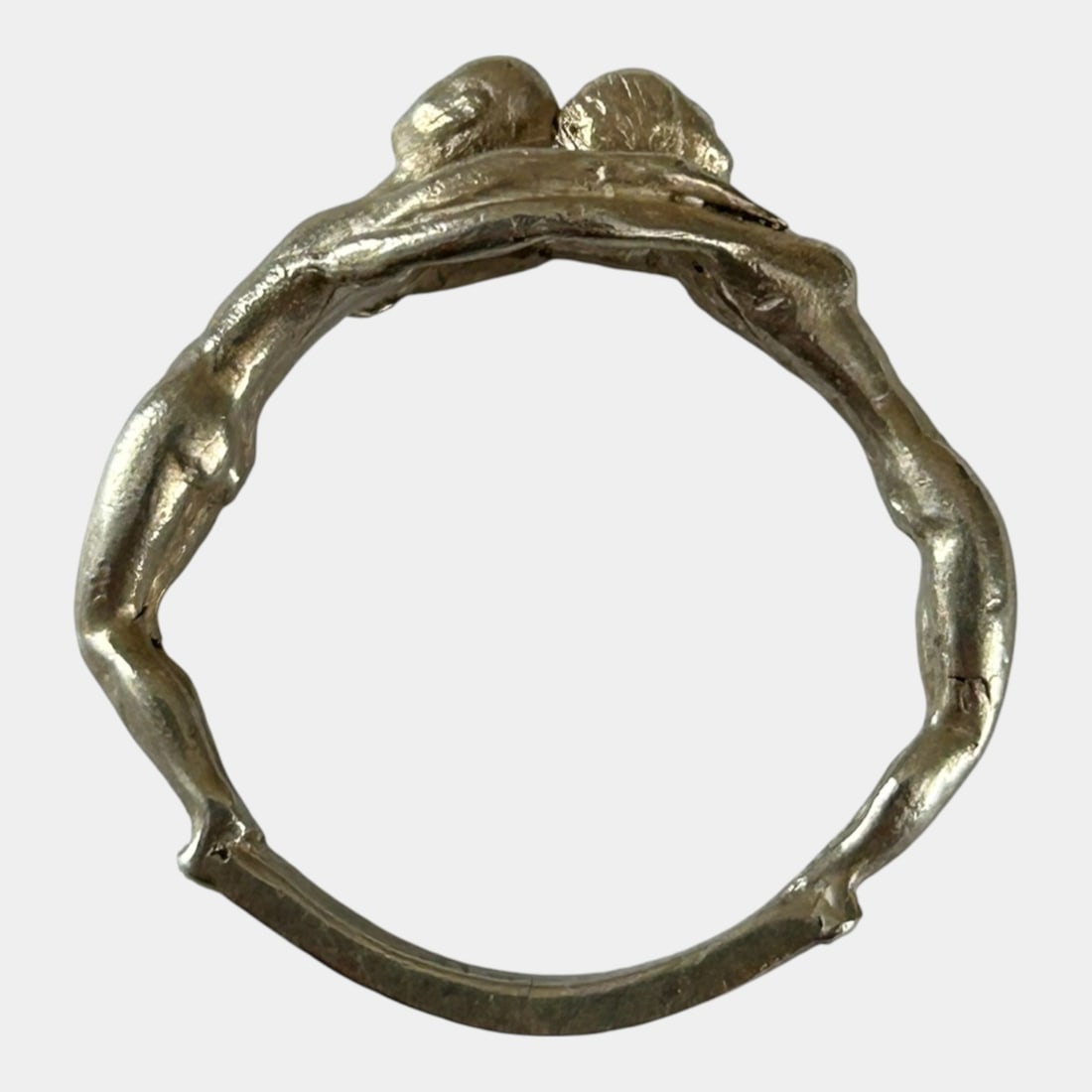 Sterling Silver 925 Sculptural Man Woman Figural Banded Mid Century Ring Size 9 (1 of 4)