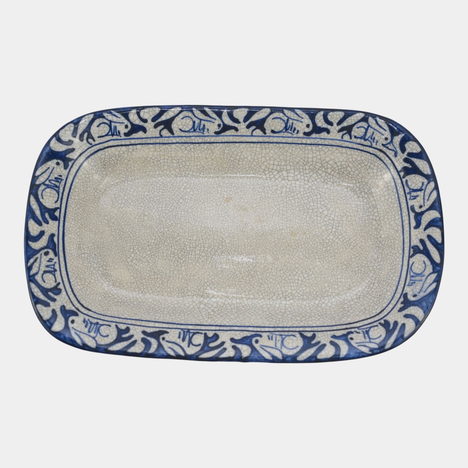 Dedham Pottery 1896-1928 Arts And Crafts Blue Rabbit Bacon Rasher / Celery Dish (1 of 6)