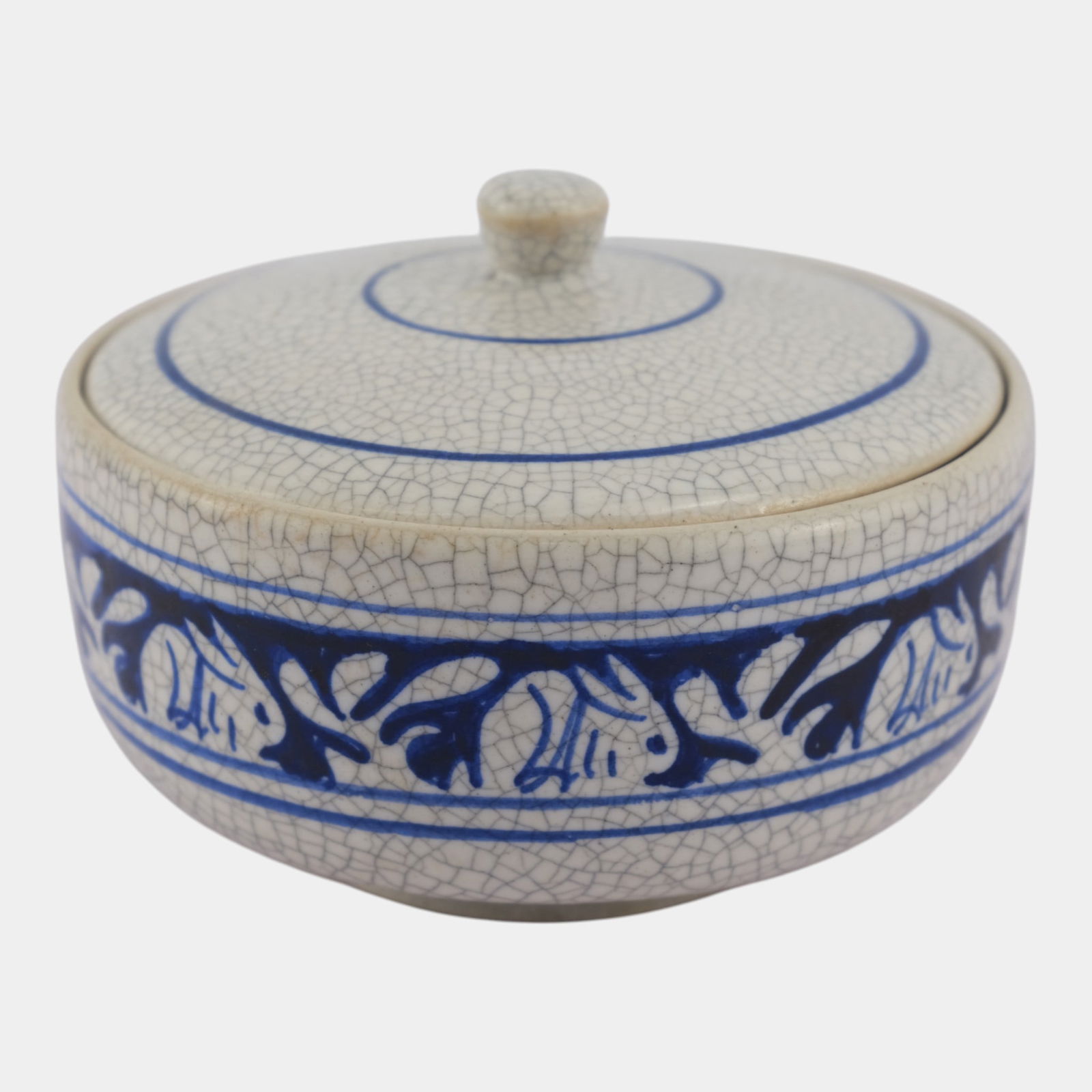 Dedham Pottery 1896-1928 Arts And Crafts Blue Rabbit Ceramic Lidded Sugar Bowl (1 of 7)