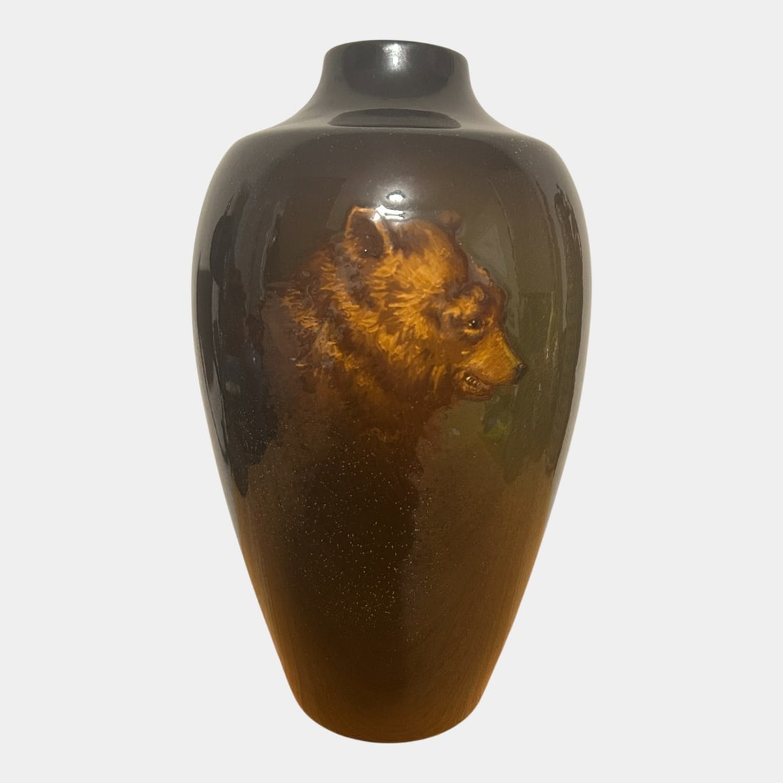 Weller Louwesla 1900s Art Pottery Standard Glaze Hand Painted Bear Portrait Vase (1 of 9)
