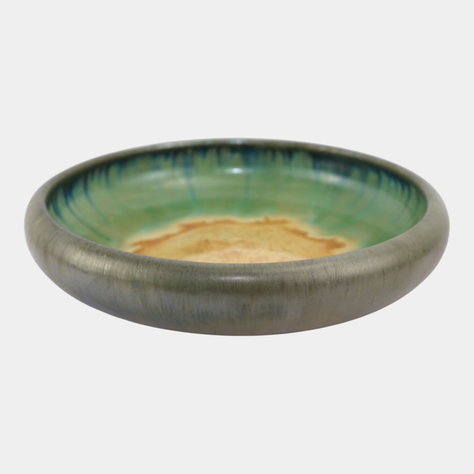 Fulper Arts And Crafts Pottery Green Caramel And Tan Molten Glaze Ceramic Bowl: We offer affordable in-house shipping on all items. Fulper Arts And Crafts Pottery Green Caramel And Tan Molten Glaze Ceramic Bowl Fulper Pottery Arts Crafts Bowl with molten Glazes including: Carmel