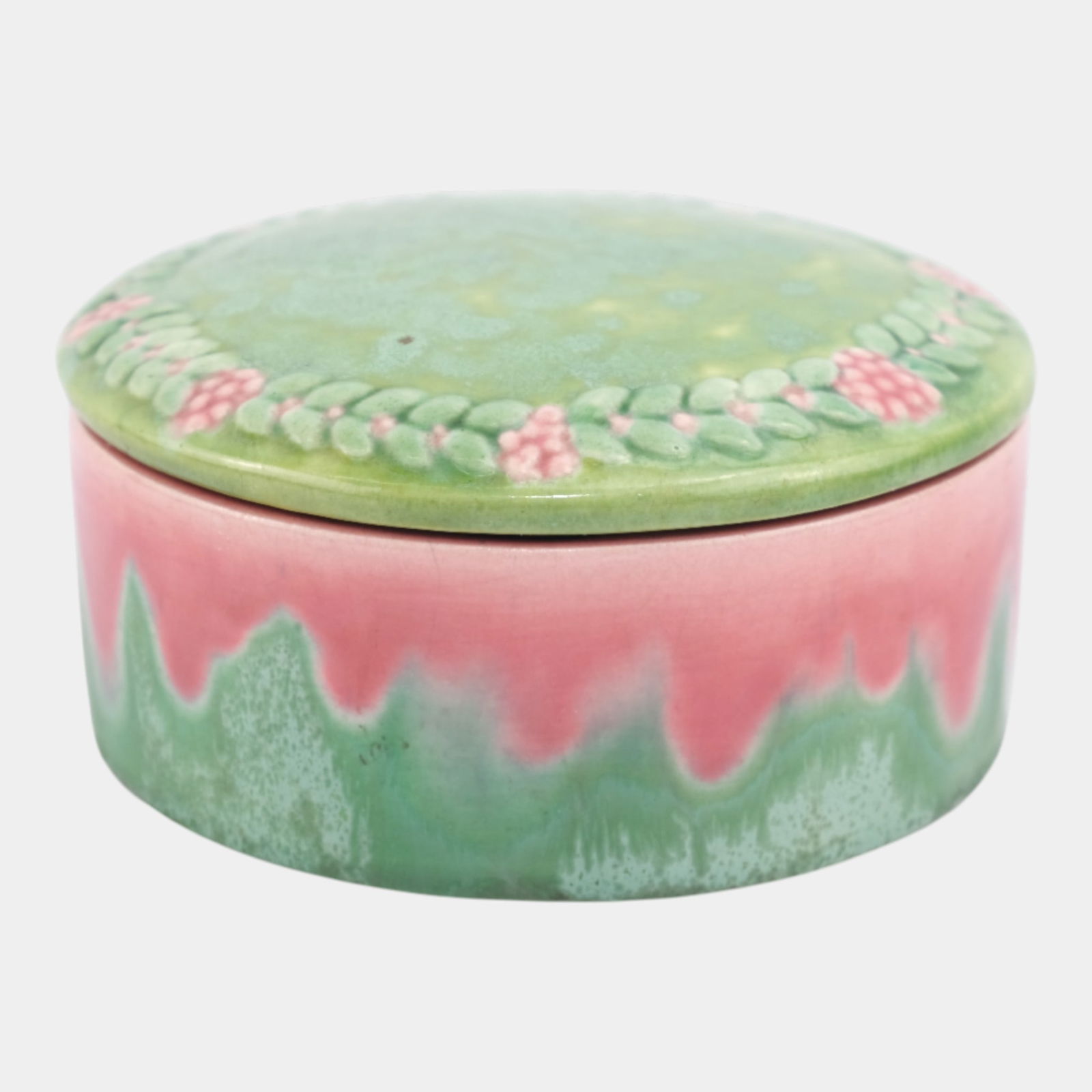 Fulper Arts And Crafts Pottery Pink Crystalline Ceramic Lidded Powder Box (1 of 6)