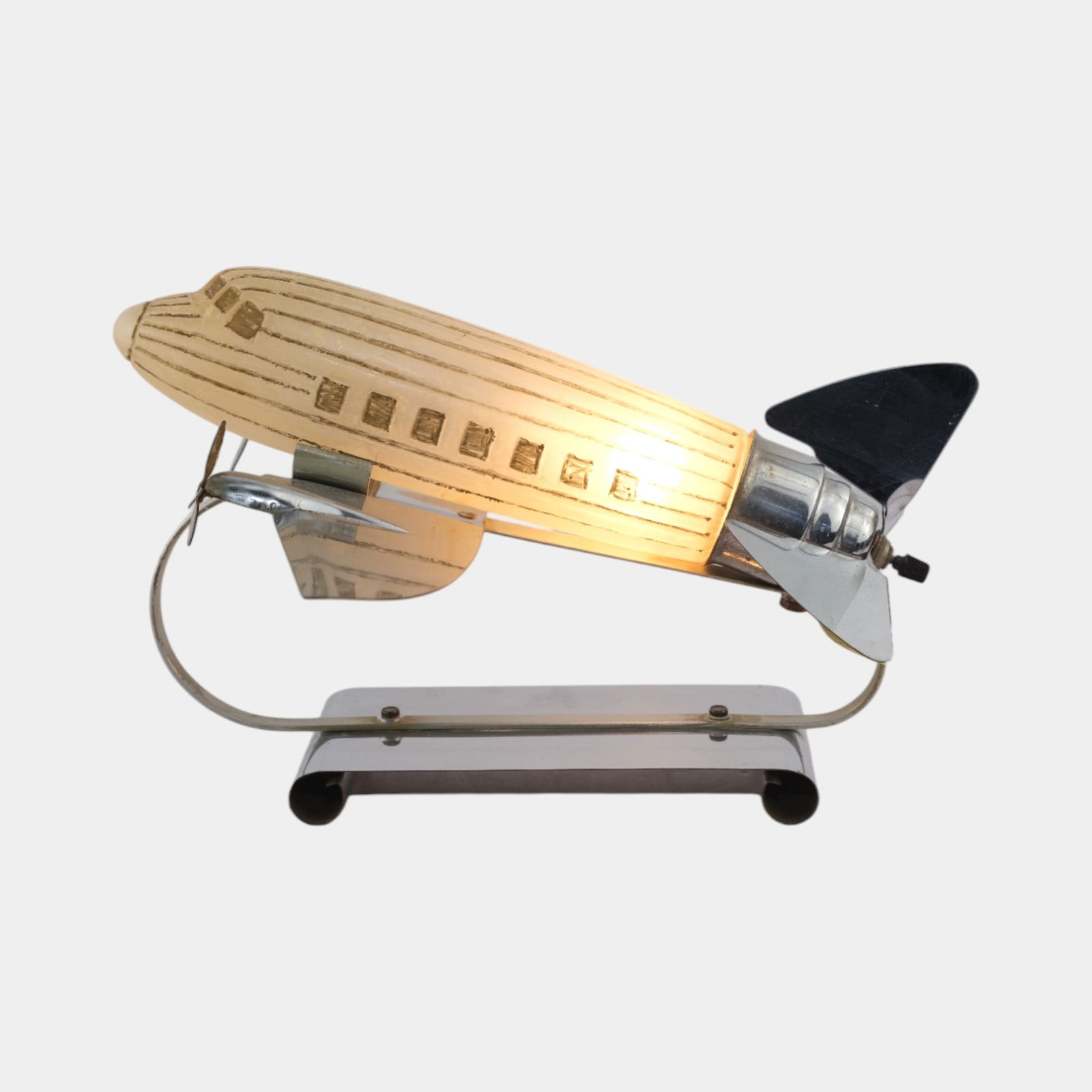 1939 New York World's Fair By Ray Schober Art Deco Golden Crystalline Airplane DC3 Lamp (1 of 6)
